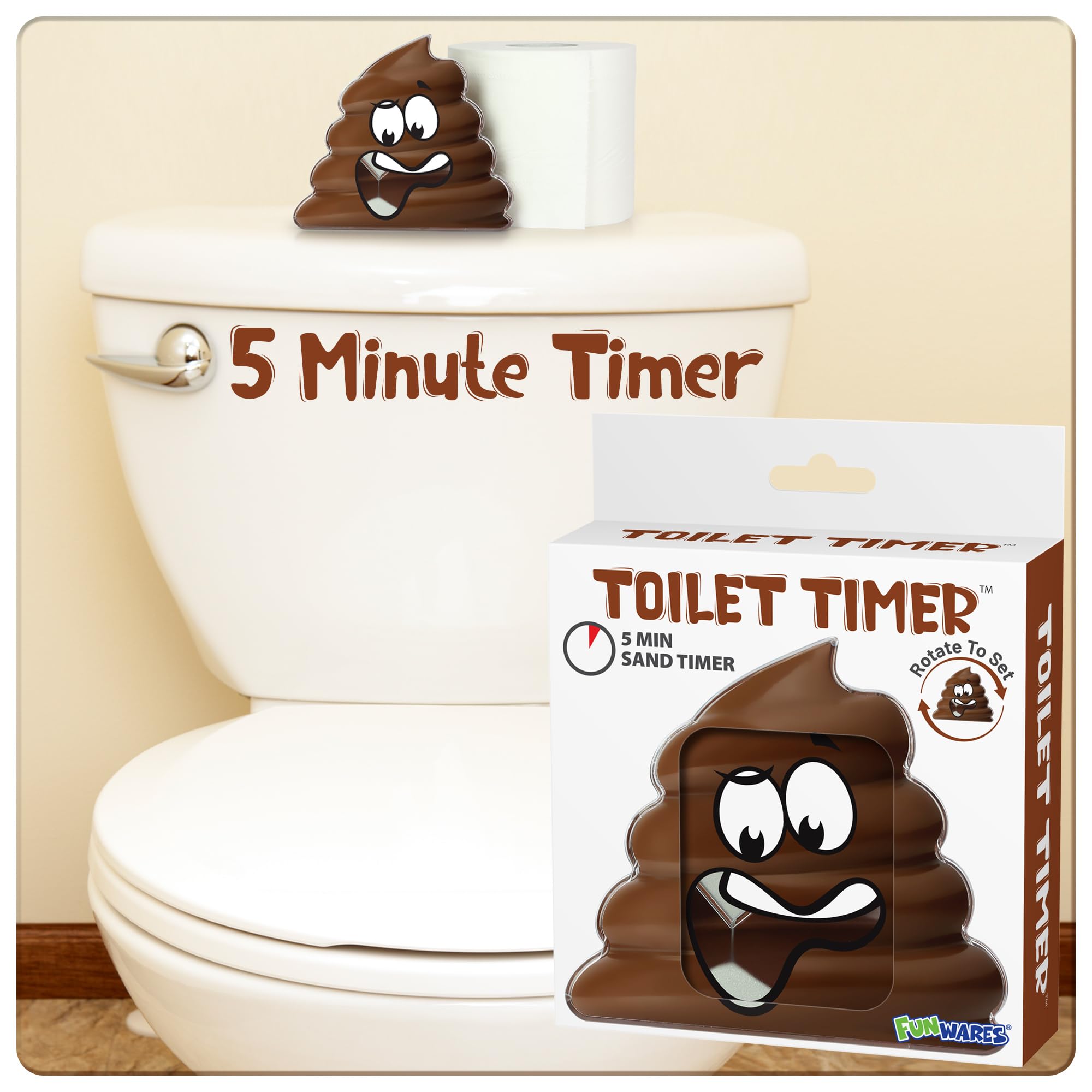 Funwares 5-Minute Bathroom Sand Timer - Funny Gag Gift for Men, Dad & Husband - Perfect for Father's Day, White Elephant & Stocking Stuffers - Great for Bathroom Time Management & Humorous Home Decor