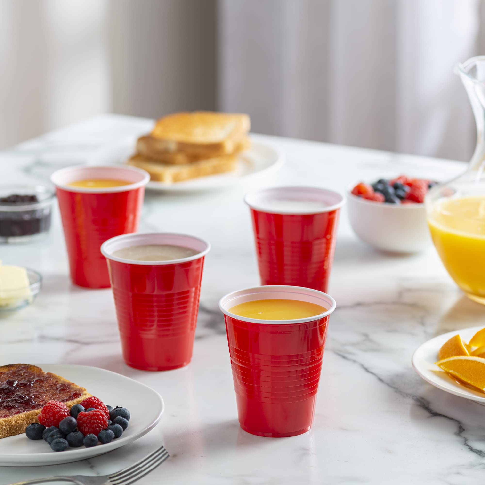 12 oz. Disposable Plastic Red Cups (240 Count) - Durable Party Cups for Events, BBQs, Picnics & Everyday Use - BPA-Free Drinking Cups for Beer, Soda & Cocktails