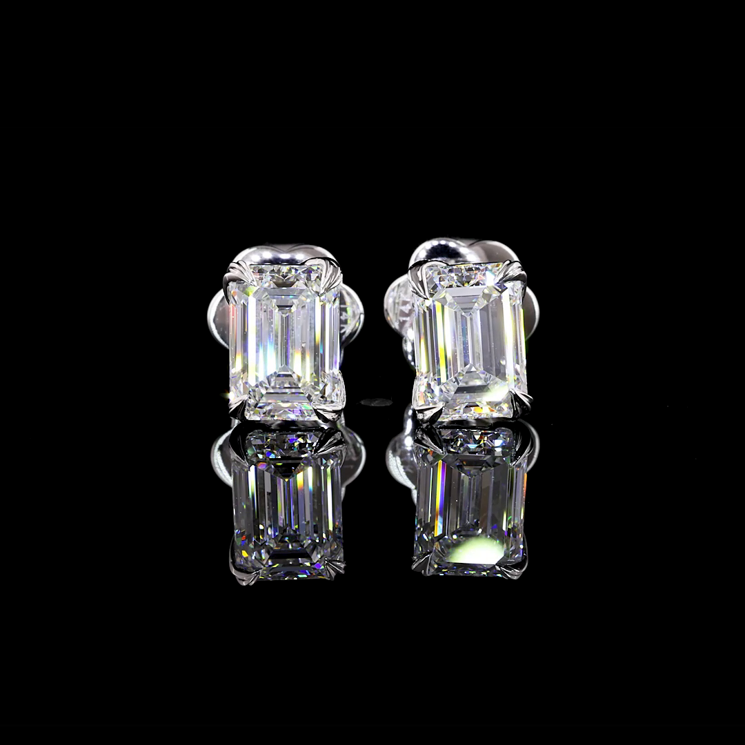 2.09 Carat Lab Grown Emerald E VS1 Diamond Stud Earrings in 14K White Gold - Elegant Jewelry for Weddings, Anniversaries & Special Occasions