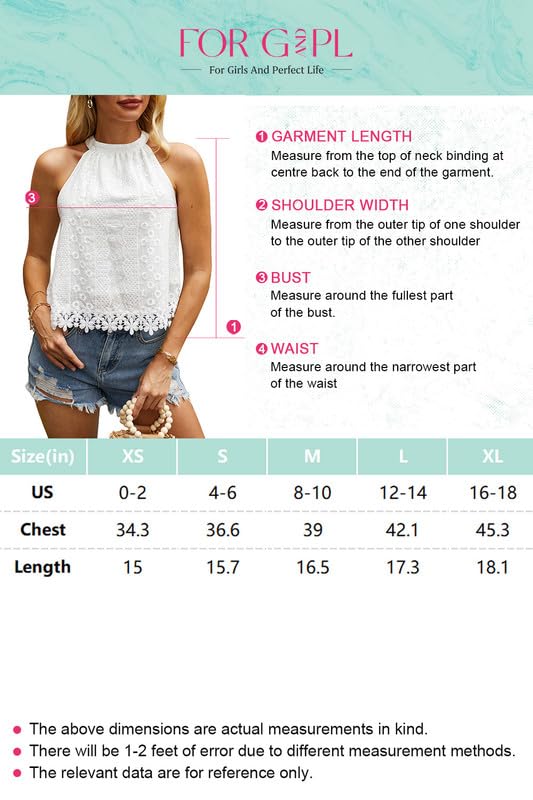 Women's Summer Floral Embroidery Halter Neck Tank Top - Boho White Camisole for G and PL | Beachwear, Music Festival Outfit, Casual Summer Style
