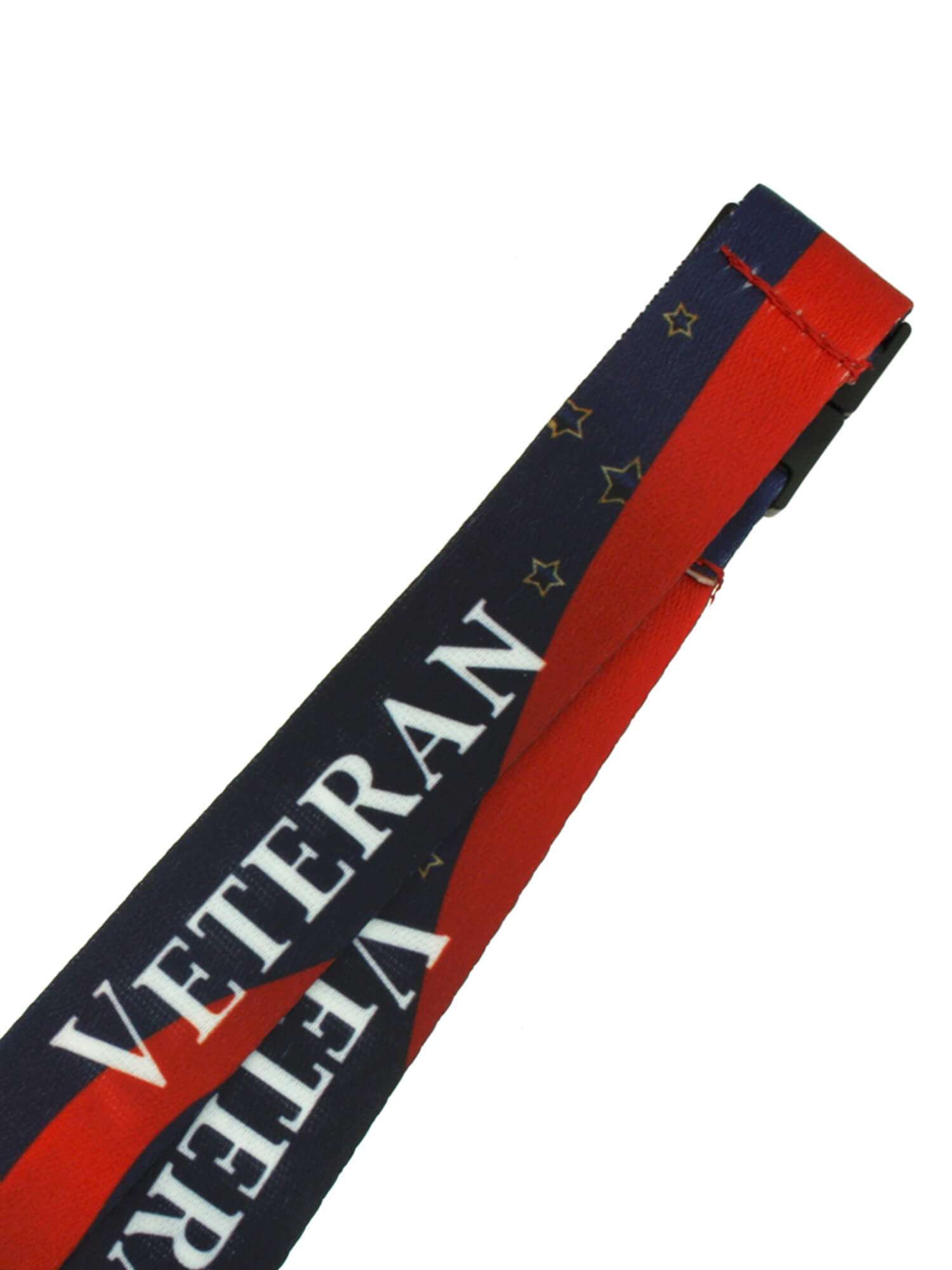 PinMart Veteran Military Patriotic Lanyard with Safety Breakaway Release - Perfect for ID Badges, Keys & Work Security (Red White Blue USA Flag Design)