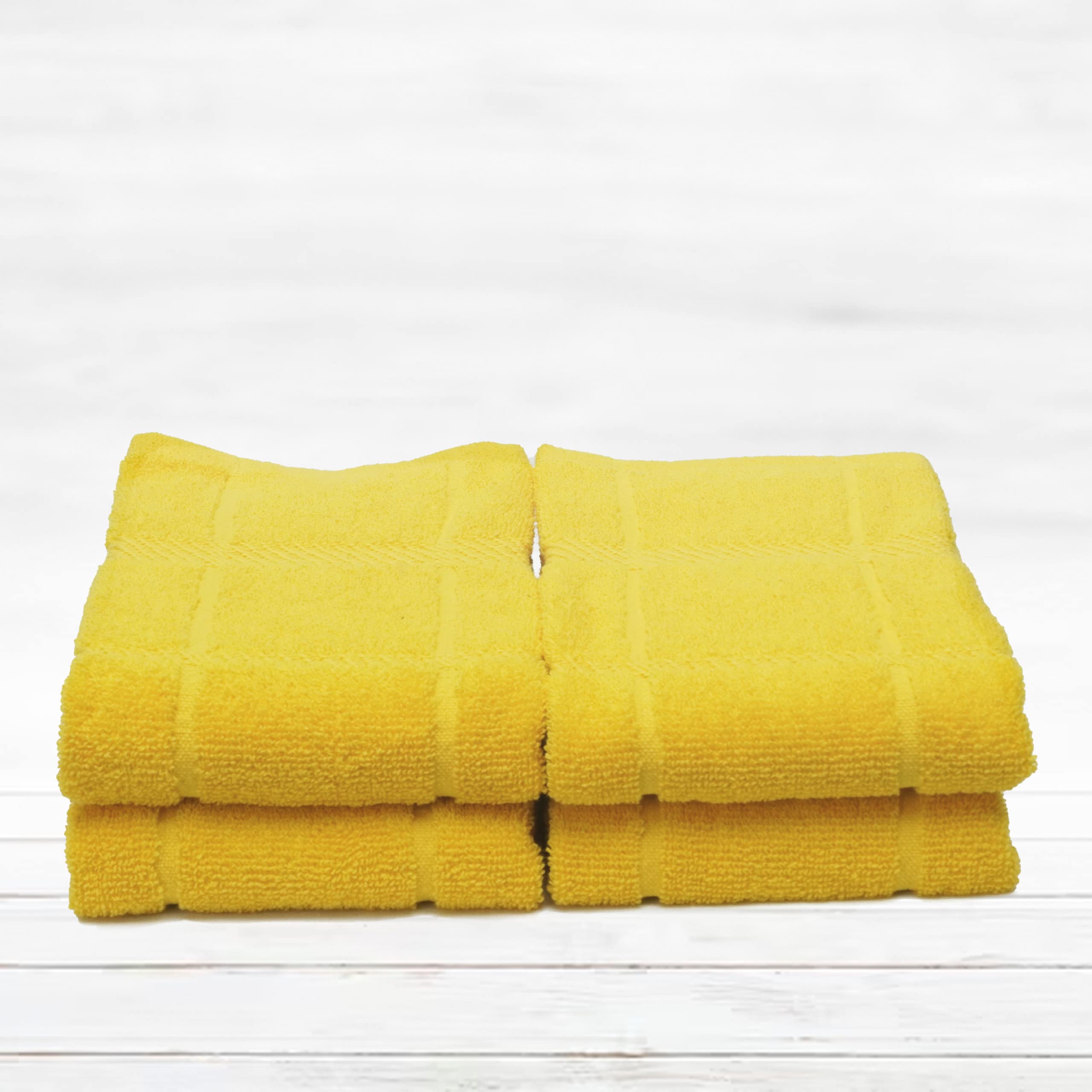 Premium 100% Cotton Terry Dish Towels - 4 Pack Super Soft & Absorbent Kitchen Towels, 16x26 Inches, Plain Yellow | Ideal for Kitchen Cleaning, Dish Drying & Hand Wiping