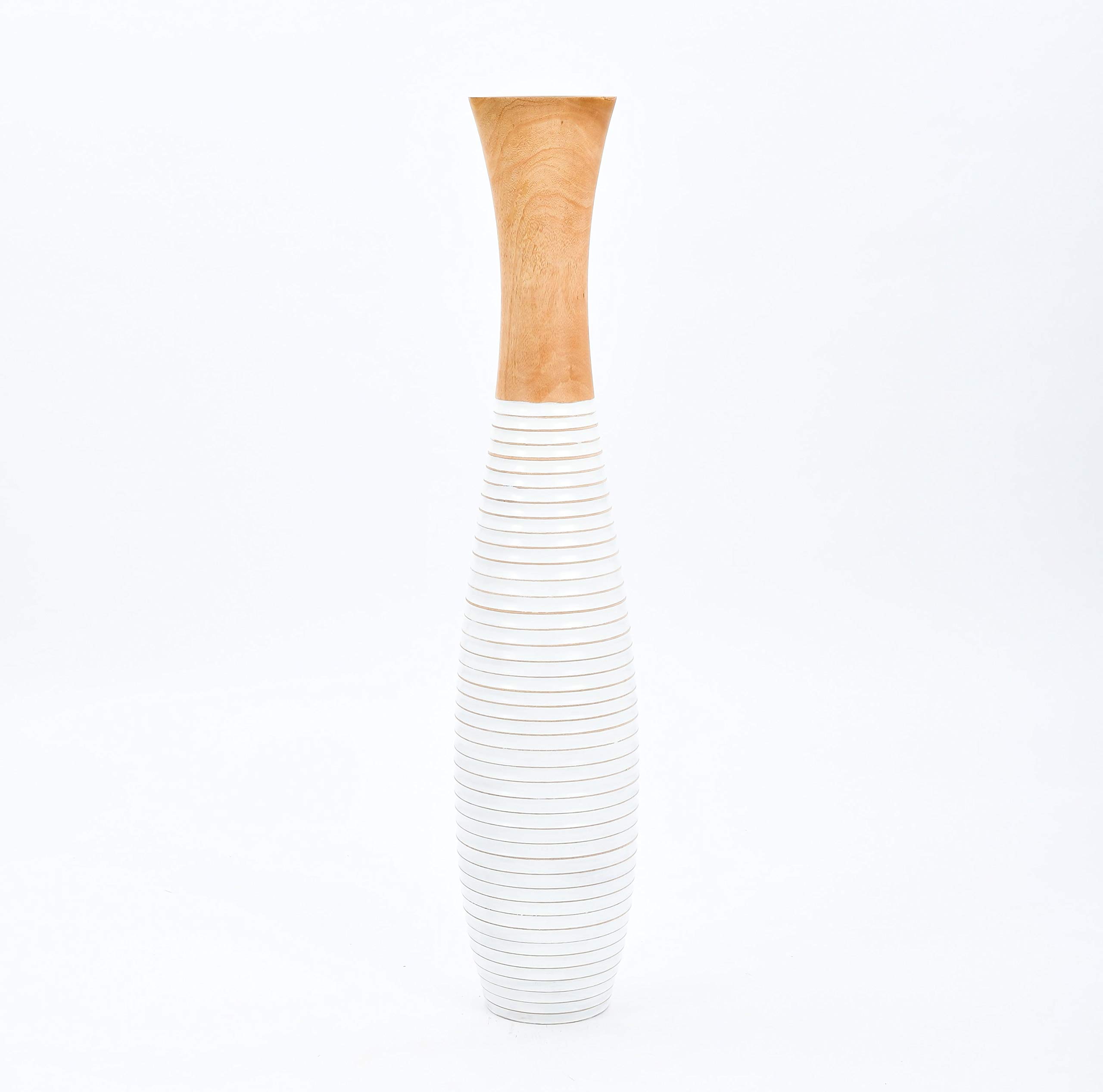 Leewadee 43 Inch Large White Wooden Floor Vase - Farmhouse Home Decor for Flowers, Fake Plants & Pampas Grass | Perfect for Living Room, Entryway & Wedding Decor