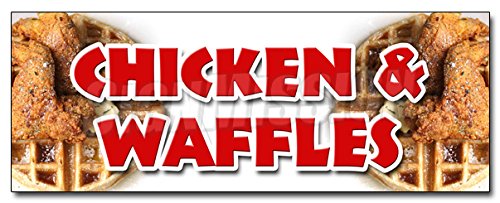 24-Inch Chicken & Waffles Vinyl Decal Sticker - Soul Food Design with Fried Chicken Tenders & Collard Greens - Perfect for Restaurants, Food Trucks & Kitchen Decor
