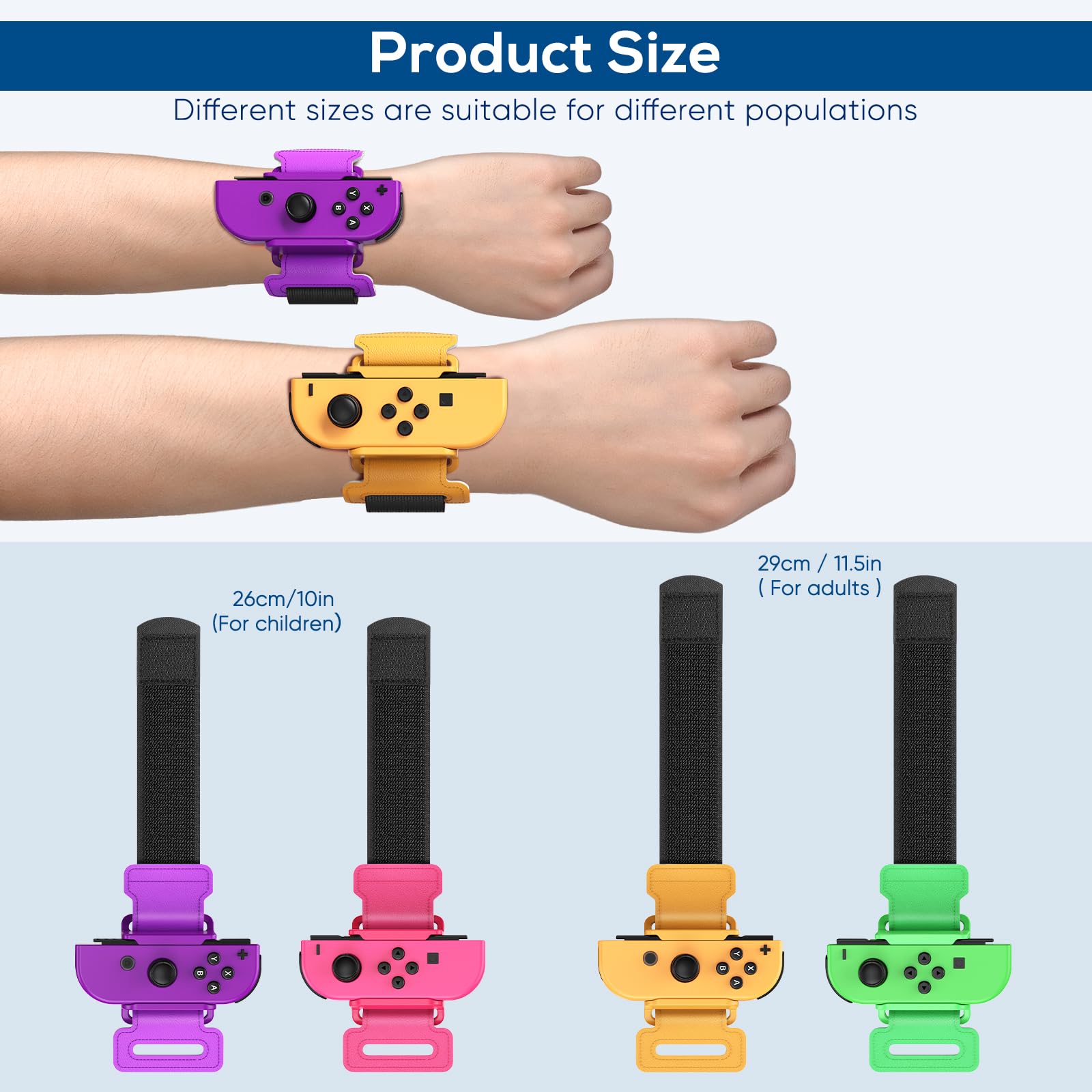 Auarte 4 Pack Adjustable Wrist Bands for Just Dance 2025 2024 2023 2022 2021 - Compatible with Nintendo Switch/Switch OLED Joycon - Elastic Fitness Straps for Zumba, Burn It Up & Dance Workouts - Perfect for Gaming, Exercise & Dance Parties