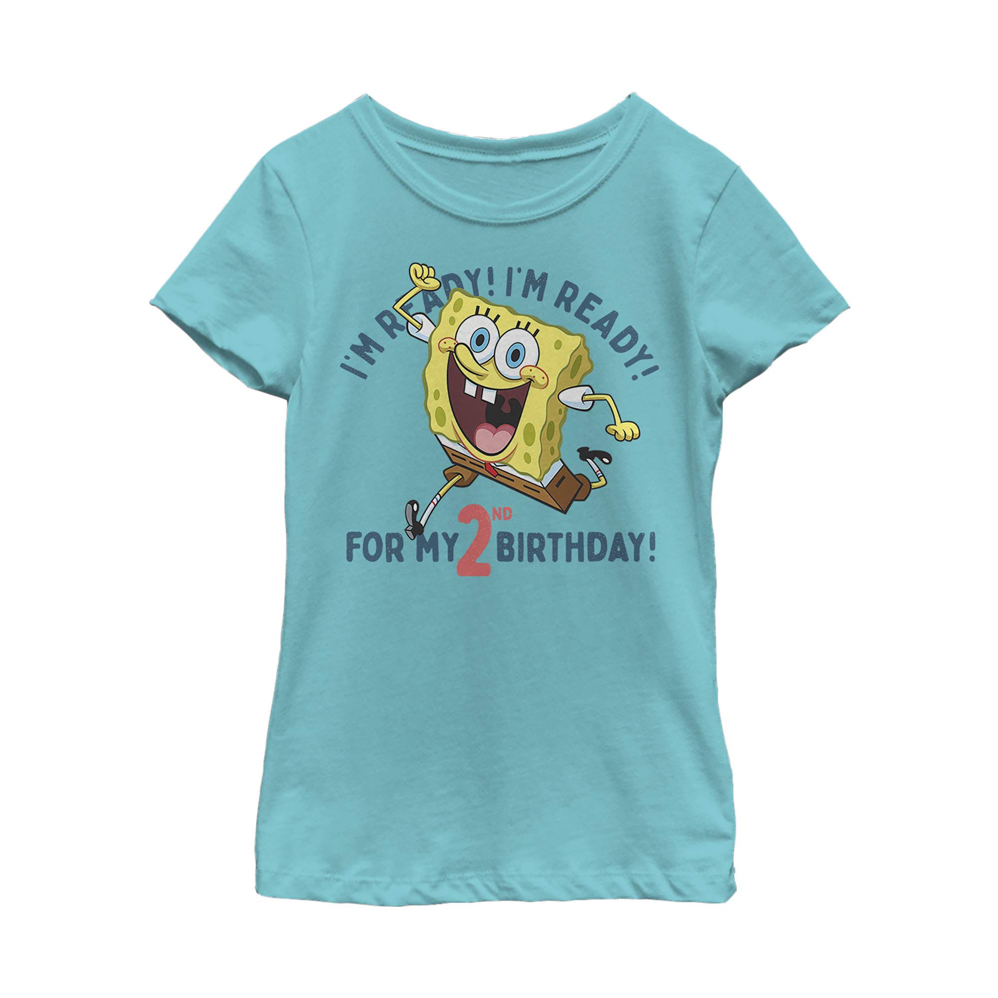 SpongeBob SquarePants Ready to Turn Two Girls Short Sleeve T-Shirt | Fifth Sun Soft Cotton Tee for Kids Birthday Party & Casual Wear