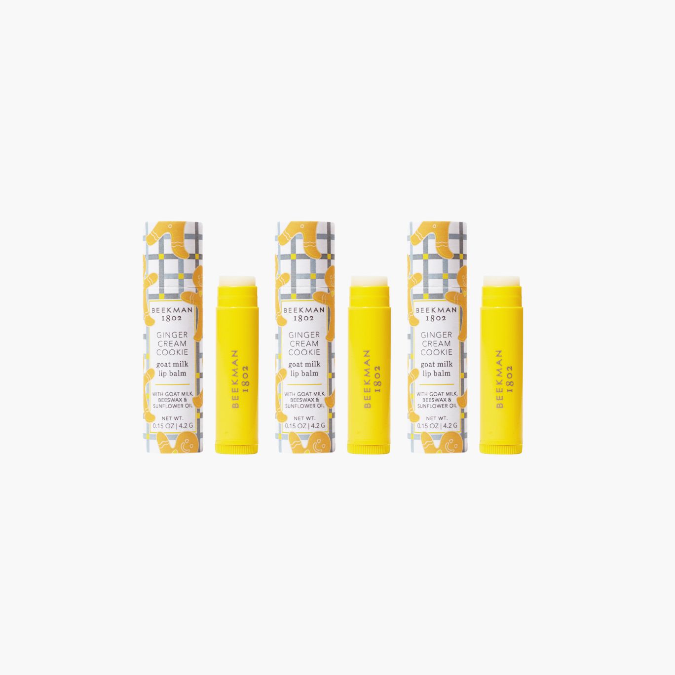 Ginger Cream Cookie Flavored Lip Balm Set of 3 - Moisturizing & Nourishing Lip Care for Dry Lips - Perfect for Winter, Travel, and Daily Use
