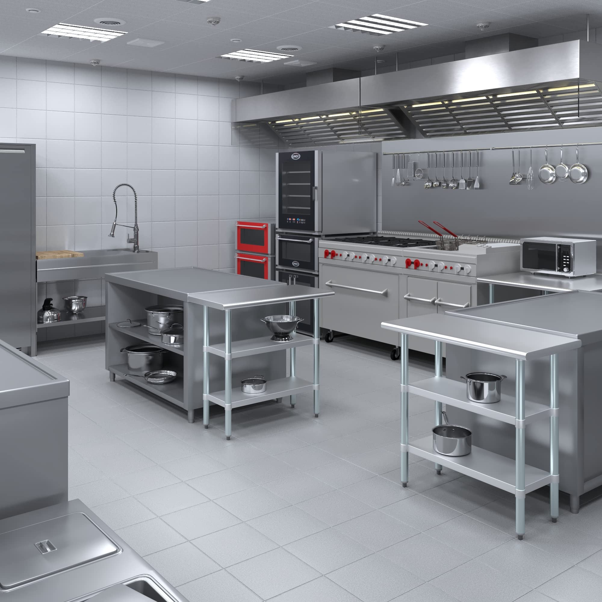 Stainless Steel Work Table with 2 Shelves - Heavy Duty Metal Utility Table for Commercial Kitchen & Home Use | NSF Certified 36