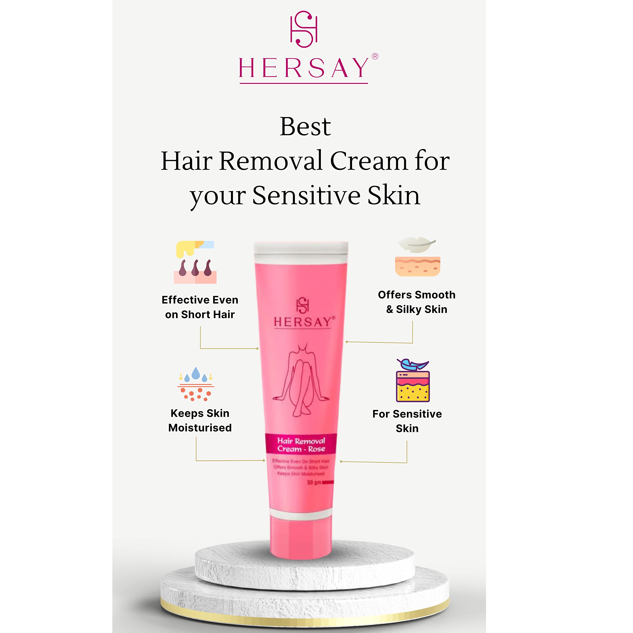 Hersay Hair Removal Cream for Women - Painless & Flawless Depilatory Cream with Shea Butter, Almond Oil & Aloe Vera | Soothes & Moisturizes Skin | Pack of 3 (50g Each) | Perfect for Legs, Arms, Bikini Line & Underarms Hair Removal