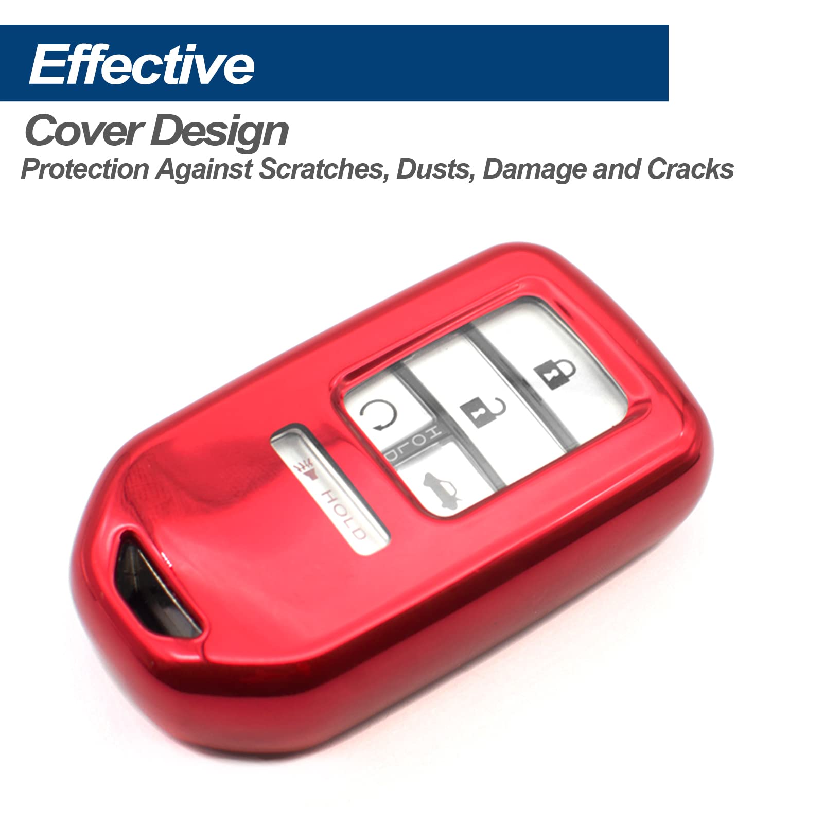 Premium TPU Key Fob Cover for Honda Civic CR-V Accord Odyssey (2016-2023) - Durable Protective Shell Case with Keyless Entry - Perfect for Daily Use, Travel & Car Protection (Red)