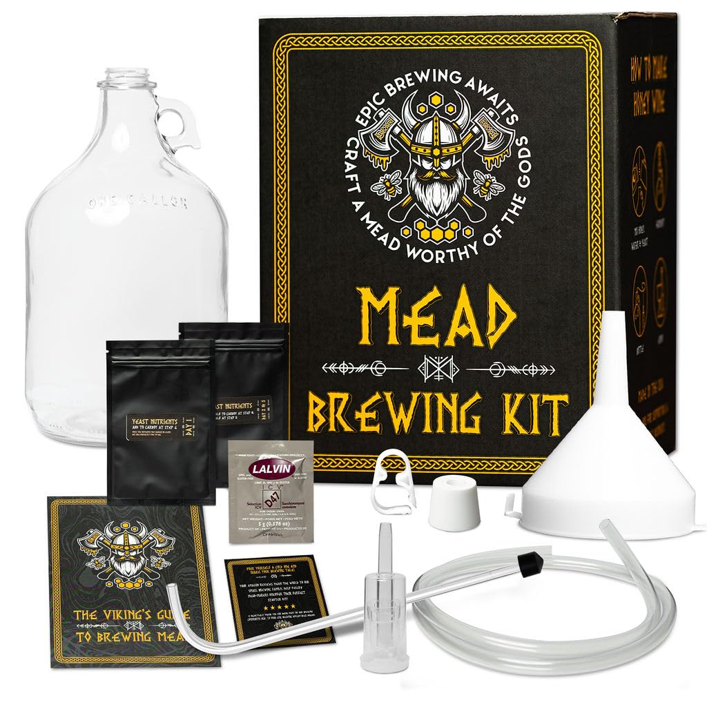 Viking Inspired 1 Gallon Honey Wine Brewing Kit - Reusable Mead Making Starter Set for Home Brewing | Perfect for DIY Enthusiasts & Medieval-Themed Parties