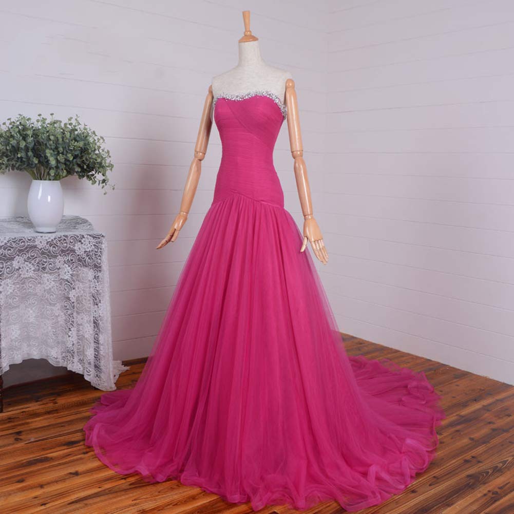 Kivary® Mermaid Beaded Tulle Formal Dress - Long Corset Sweetheart Prom Gown for Evening Party, Wedding, Quinceañera & Special Occasions