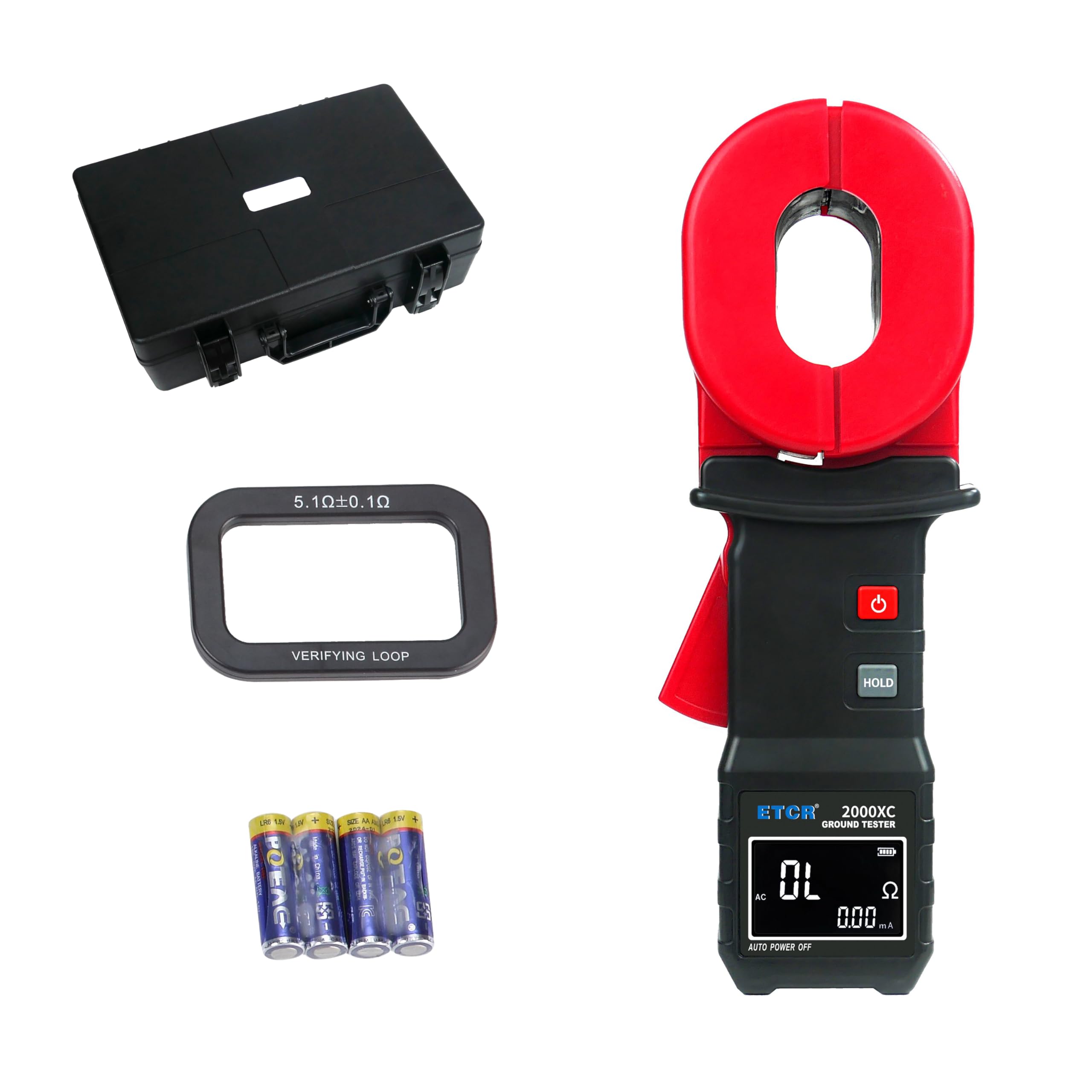ETCR2000XC Digital Clamp Meter - 0.010Ω~500Ω Earth Resistance Tester with 0.00mA~20A Loop Measurement | Professional Ground Resistance Testing for Electrical Systems, Solar Panels & Industrial Maintenance