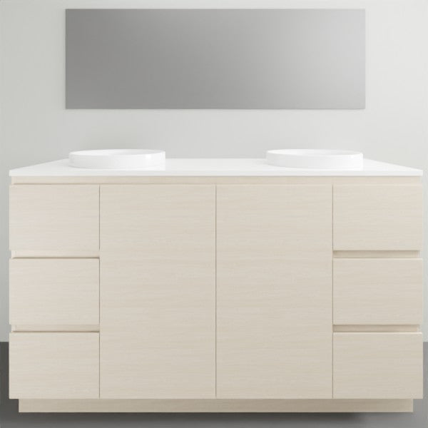 ADP Glacier Lite Door and Drawer Trio Vanity with Solid Surface Top - Modern Bathroom Vanity Set with Storage for Small Spaces, Perfect for Apartments and Powder Rooms