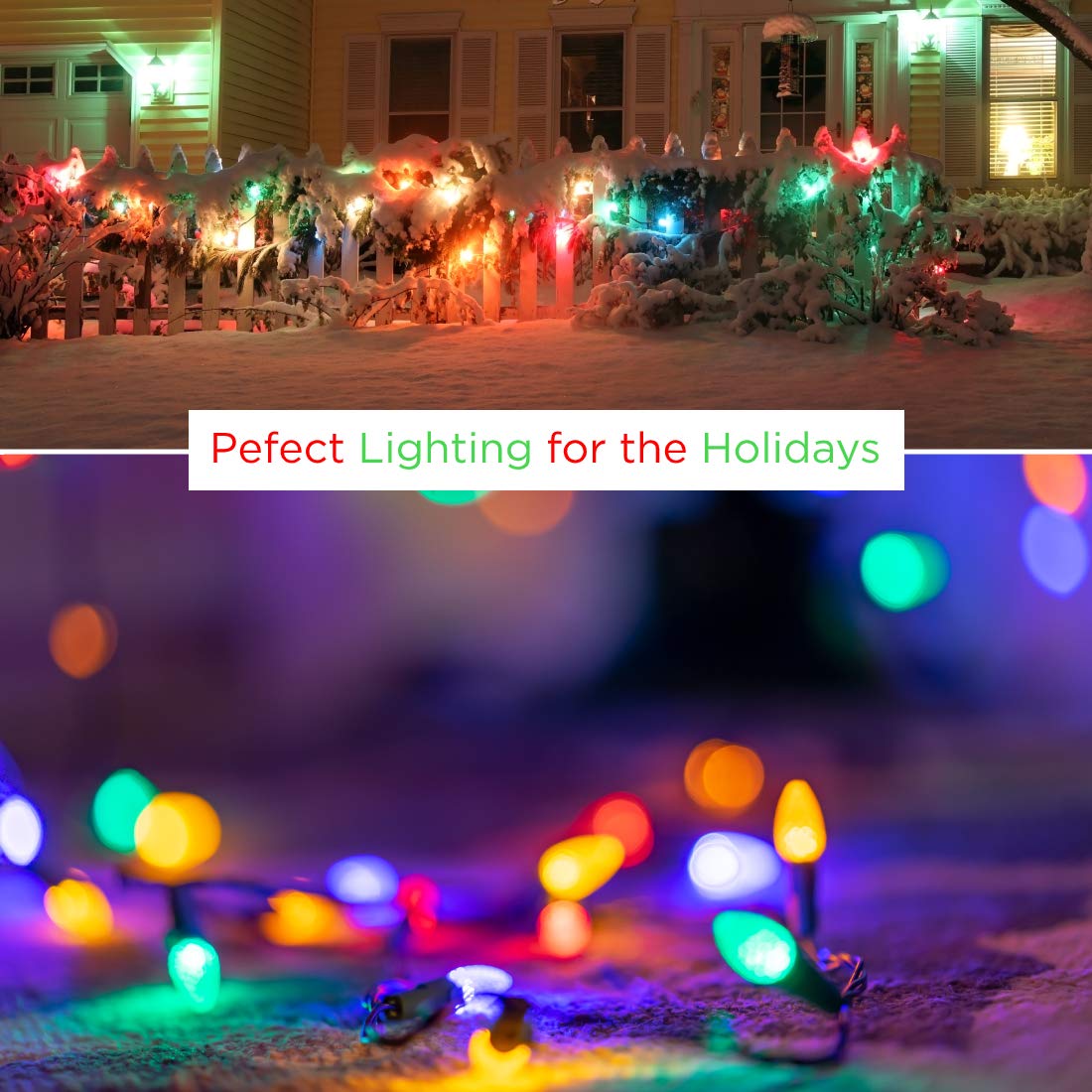 GoodBulb 7-Watt C9 Clear Christmas Light Bulbs - Pack of 25, Warm White 50 Lumens, E17 Intermediate Base - Perfect for Holiday Decorations, Indoor/Outdoor Christmas Trees, Roofs & Home Decoration