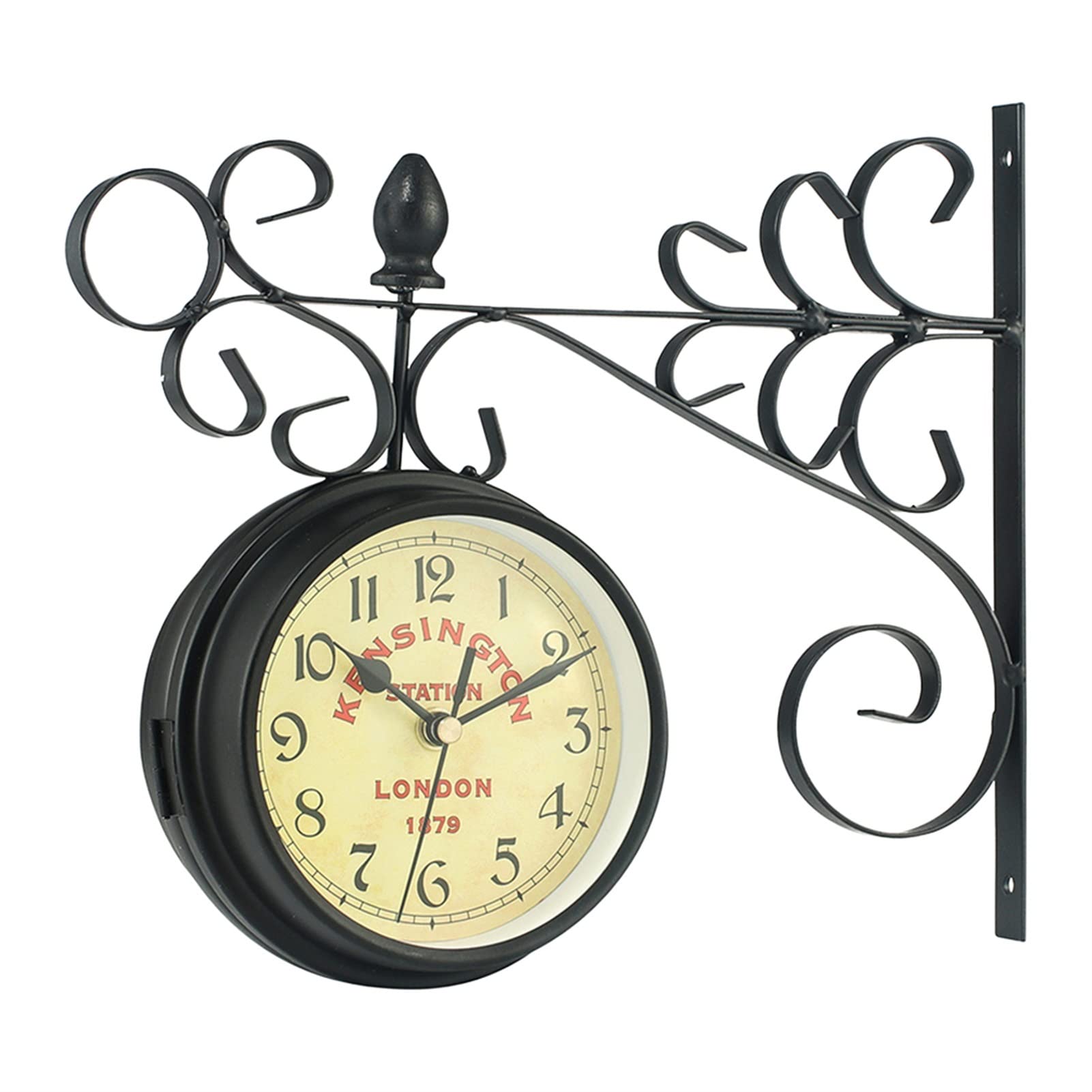 Vintage Double Sided Wall Clock - Antique Iron Round Decor for Living Room & Bedroom