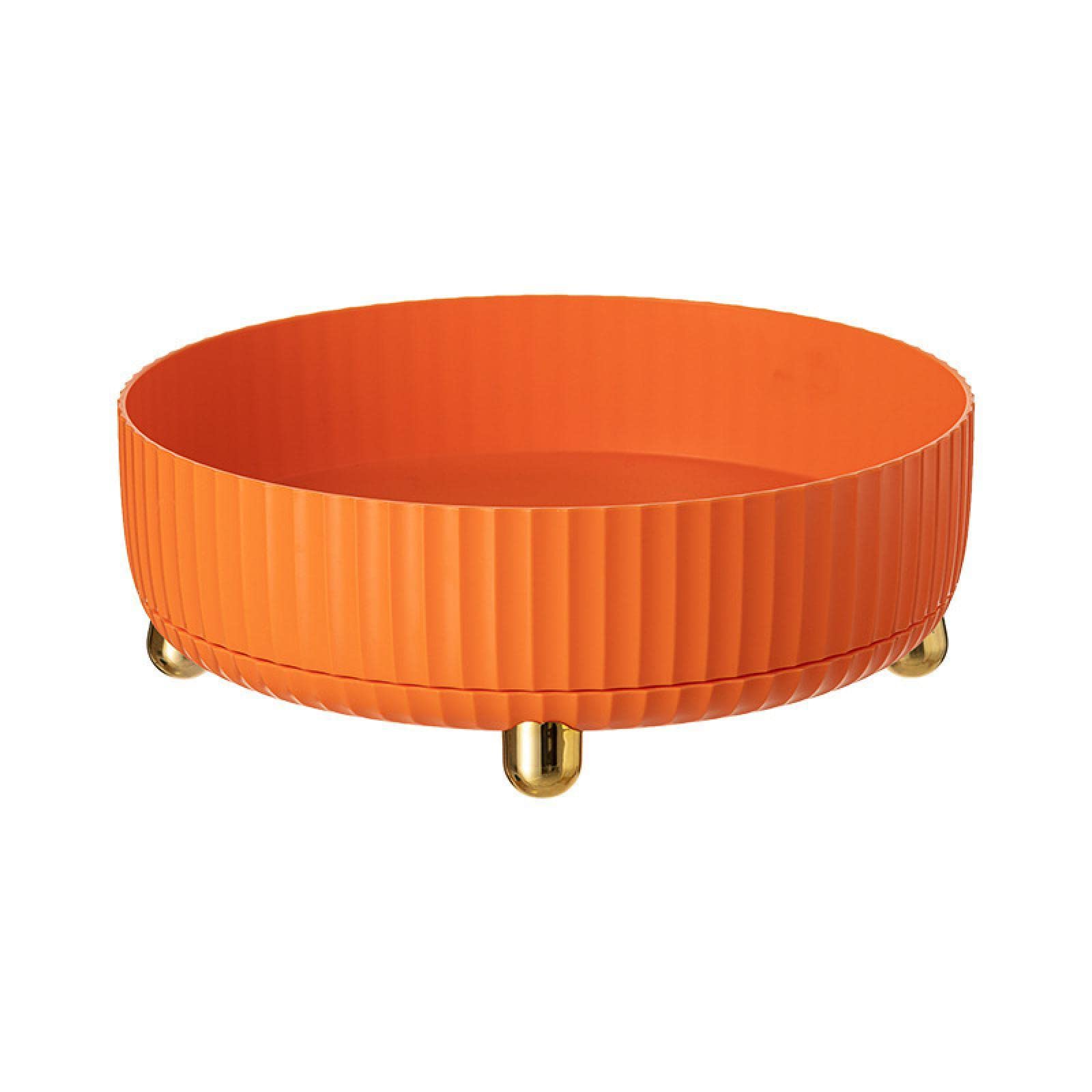 Rotatable Circular Storage Tray - 360° Spinning Desktop Organizer for Kitchen, Bathroom & Office | Perfect for Spices, Makeup & Stationery Storage (Orange)