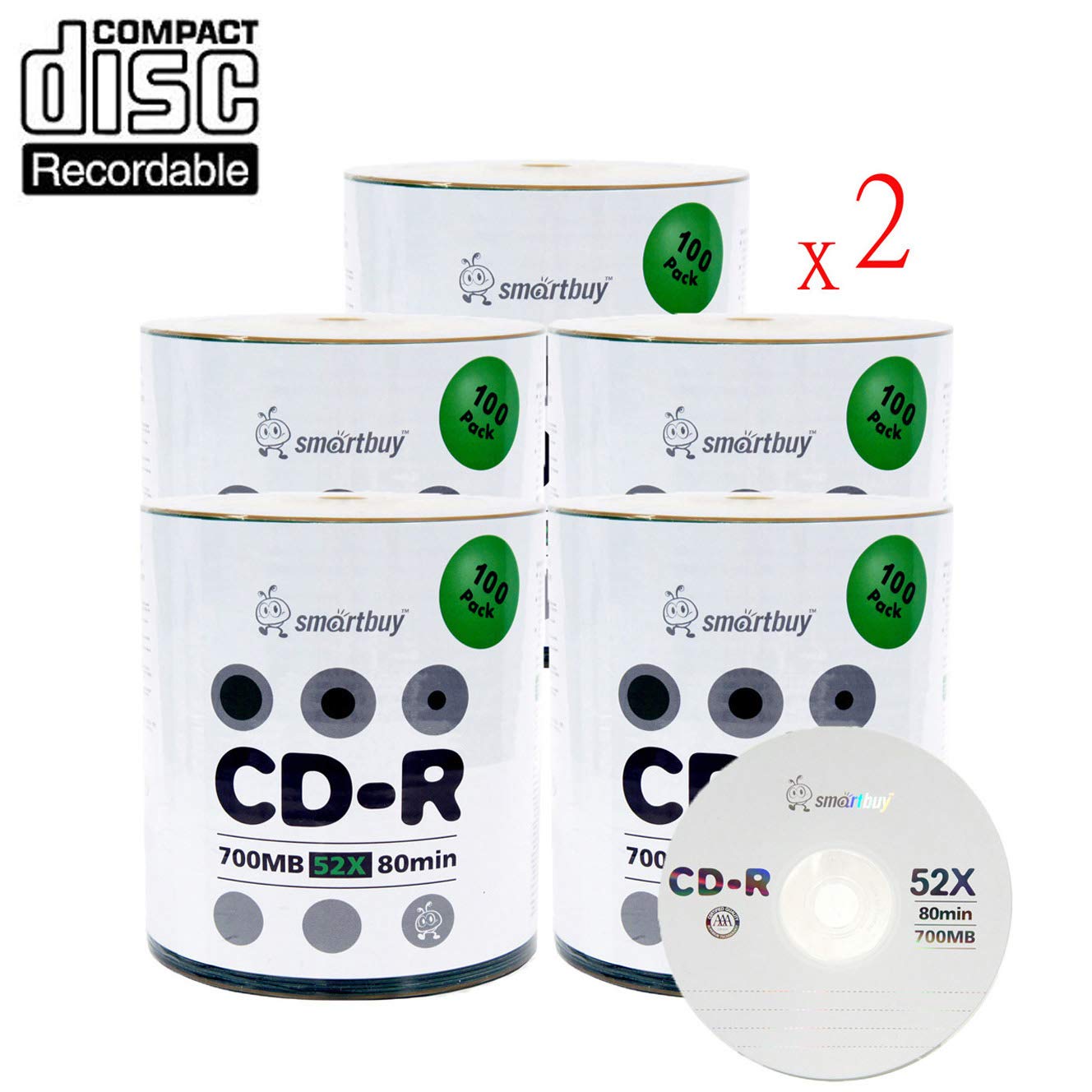 Smart Buy Logo CD-R 1000-Pack 700MB 52x Blank Recordable Discs - Bulk Data Storage for Music, Photos, Videos & Archiving (1000 Discs)
