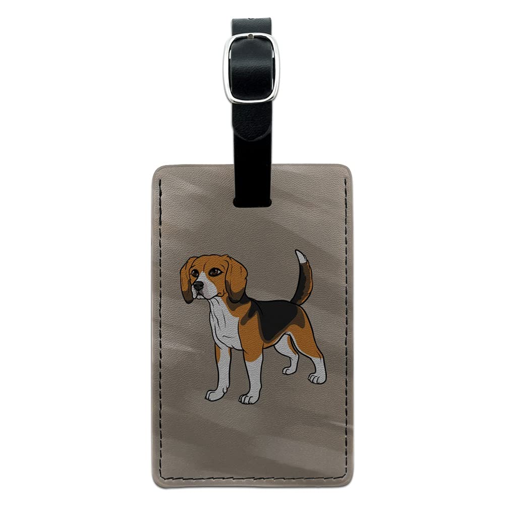 Beagle Pet Dog Rectangle Leather Luggage Tag - Durable Suitcase ID Tag for Travel & Carry-On Bags | Perfect for Airports, Vacations & Pet Identification