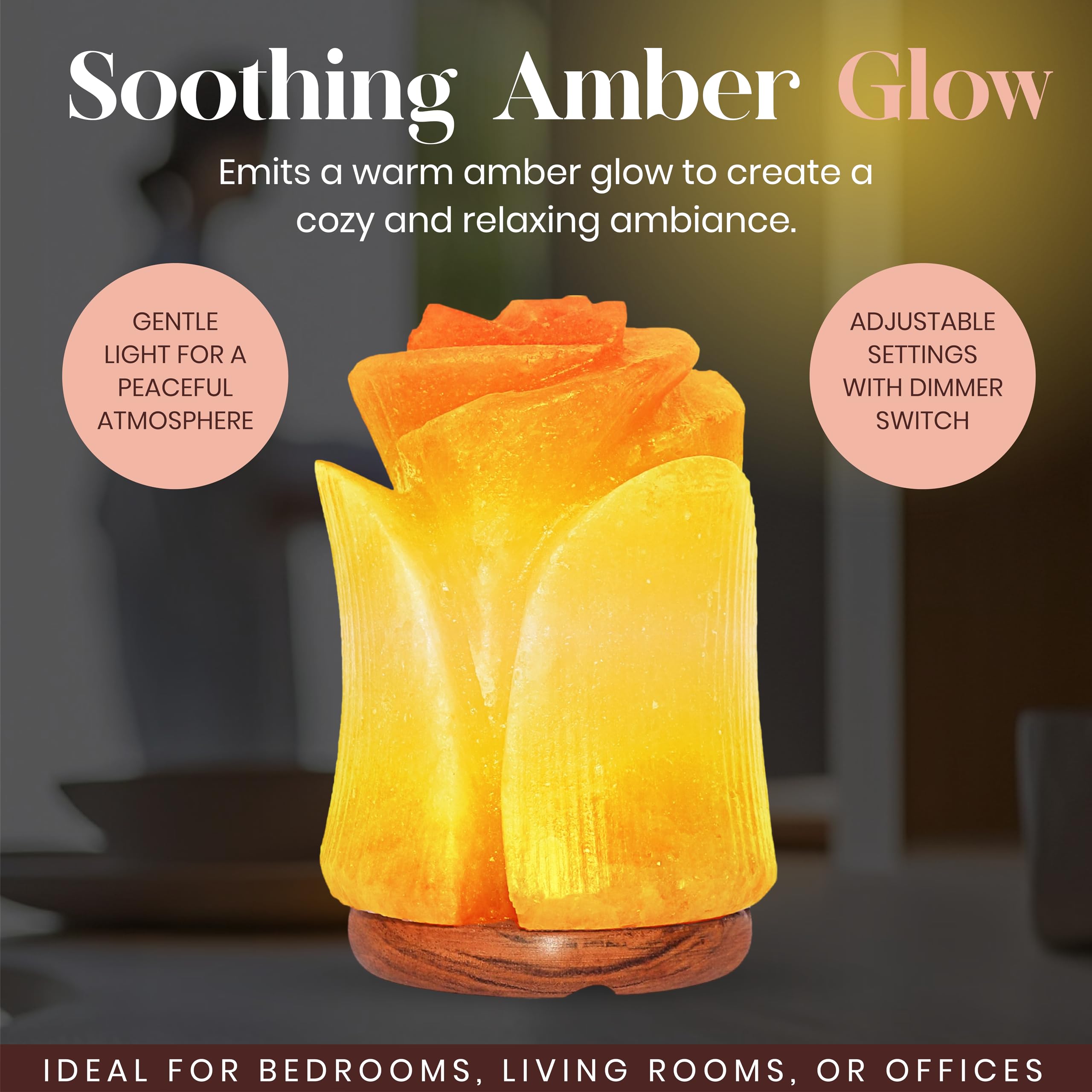 Himalayan Pink Salt Lamp - Hand-Carved Tulip Shape Natural Rock Salt Night Light for Home, Office, Bedroom Decor | Relaxing Mood Light for Yoga, Meditation & Stress Relief | Authentic Salt Crystal Lamp from Pakistan