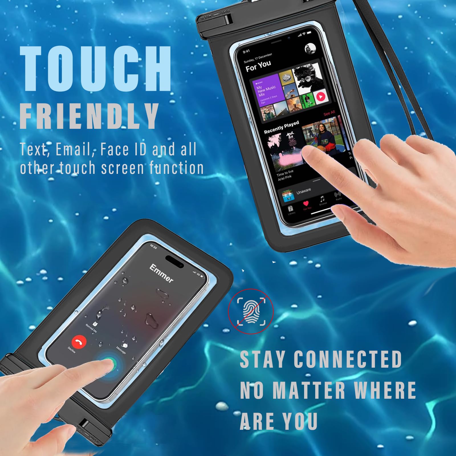 2 Pack Waterproof Phone Pouch IPX8 - Universal Waterproof Phone Case for iPhone 16/15 Pro Max/14/13/12/11/XR/XS & Samsung S24/S23 (Fits up to 6.8