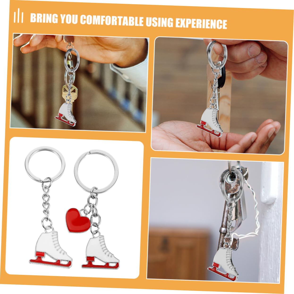 Coolhiya Small Ice Skates Keychain - Metal Hanging Keychain for Backpacks, Bags & Keys - Unique Skating-Themed Gift for Figure Skaters & Winter Sports Fans - Perfect for Backpack Decor, Keyring Accessory & Winter Festival Gifts