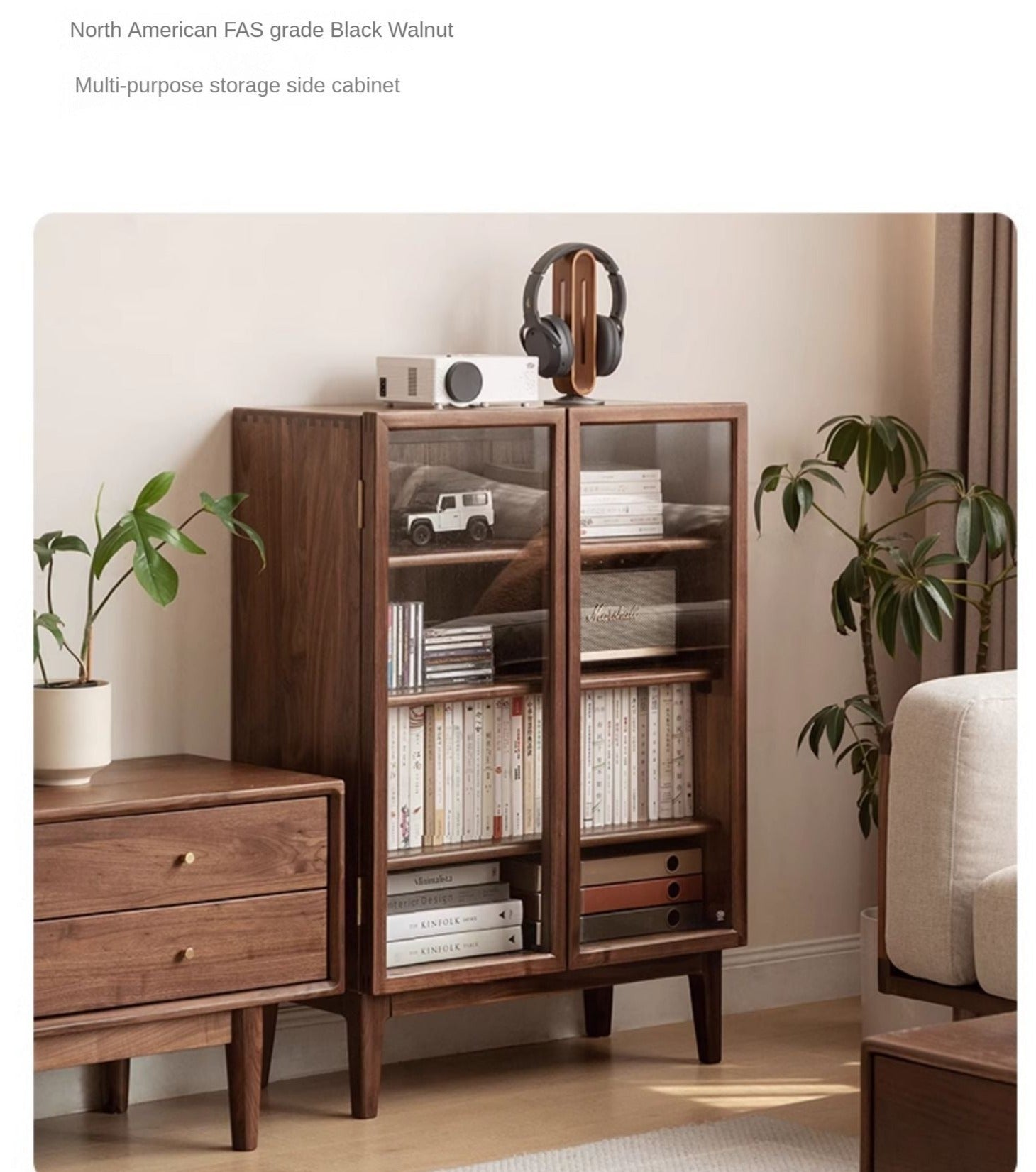 Solid Wood Black Walnut and Ash Dining Sideboard - Rustic Kitchen Buffet for Dining Room Storage and Serving - Perfect for Farmhouse, Modern & Traditional Home Decor
