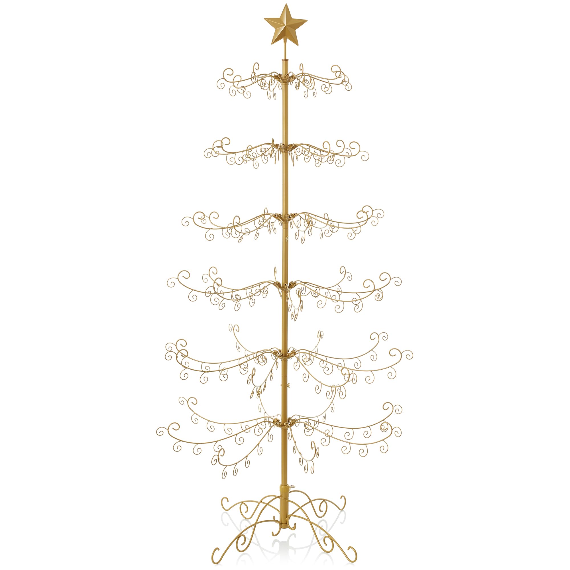 Casafield 6' Gold Wrought Iron Christmas Tree Ornament Display Stand - Holiday Decor Organizer for Home, Party & Gift Showcase