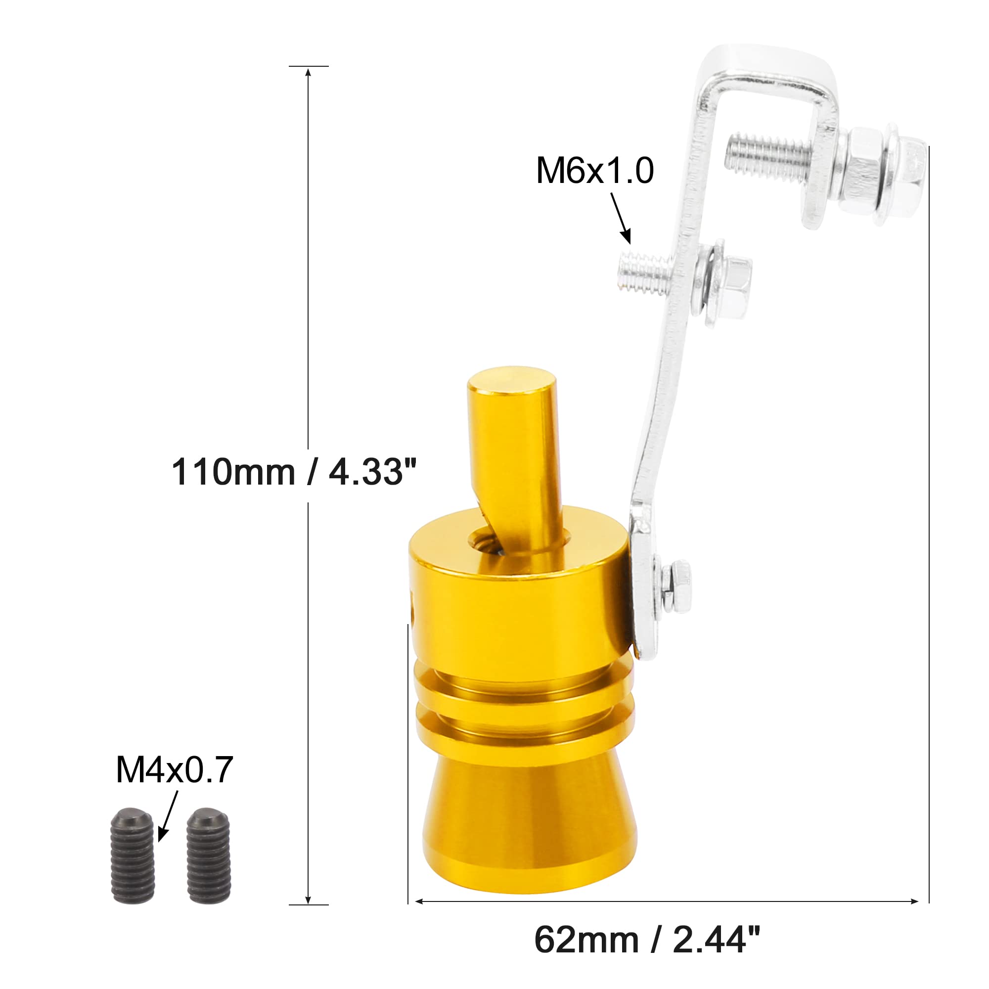 X AUTOHAUX 2pcs Universal Turbo Sound Exhaust Muffler - Aluminum Alloy L Size Whistle Pipe for Car Roar Enhancement (Gold Tone) - Perfect for Performance Cars & Off-Road Vehicles
