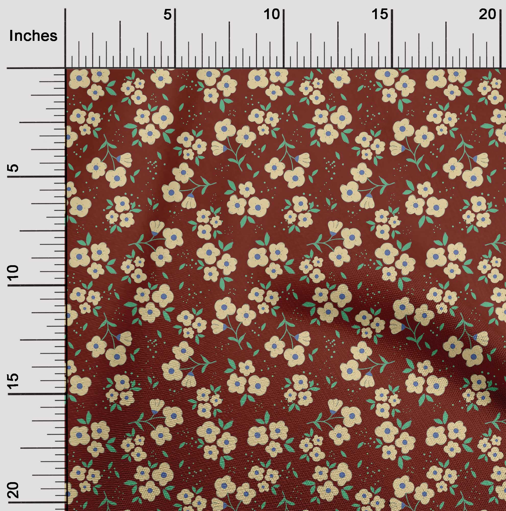 oneOone Cotton Jersey Maroon Floral Print Fabric for Kids - 58 Inch Wide DIY Sewing Material by The Yard | Perfect for Children's Clothing, Quilting & Craft Projects