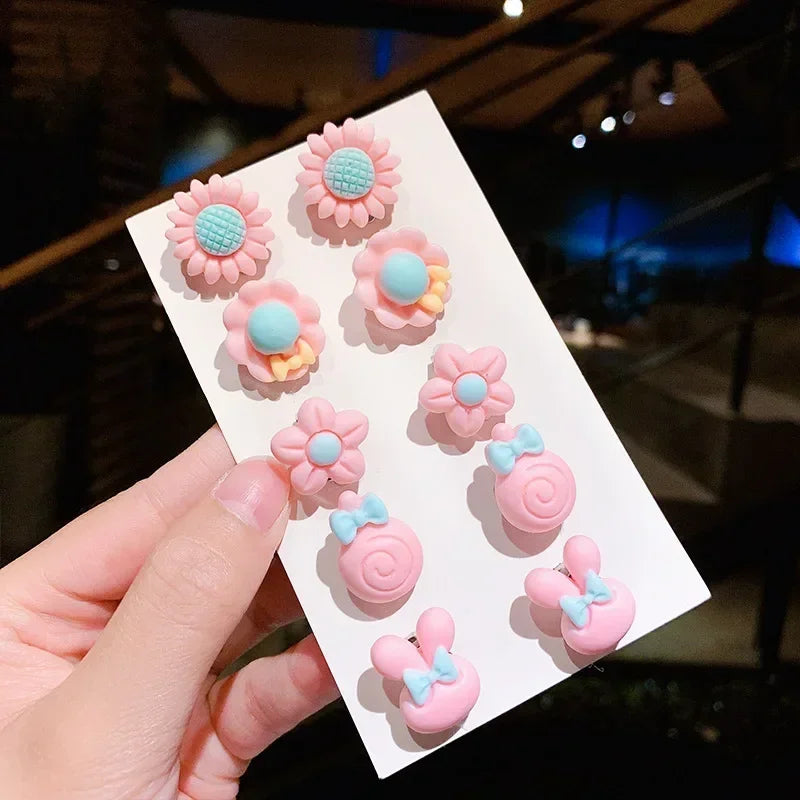 10pcs Cute Girls Earrings Set - Dainty Stud & Hoop Earrings for Teens & Women - Perfect for School, Party & Everyday Wear