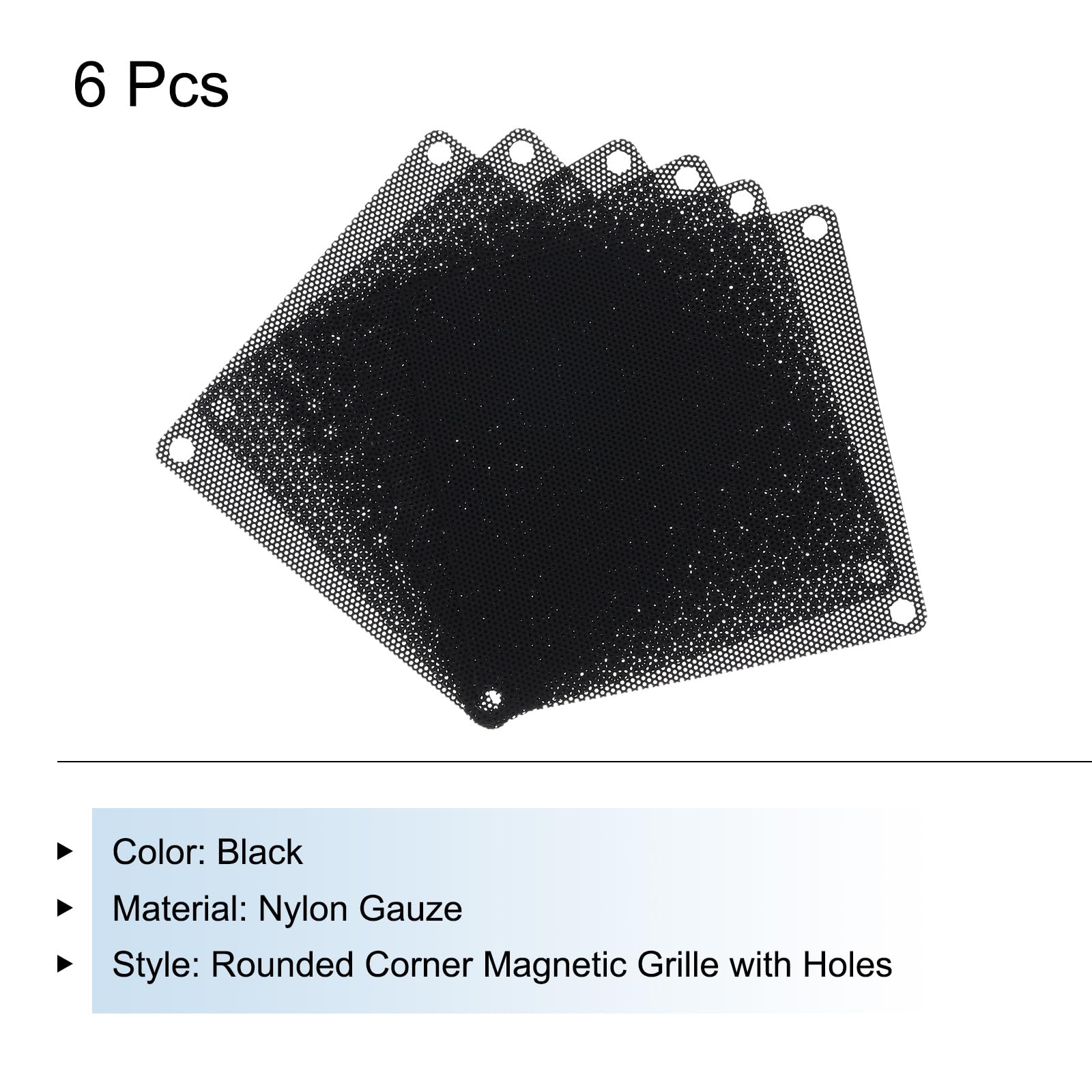 6PCS 90x90mm PC Dust Filter Mesh Covers - Black PVC Computer Case Fan Grills for Dustproof Cooling | Compatible with PC Chassis, Speakers & Gaming Rigs