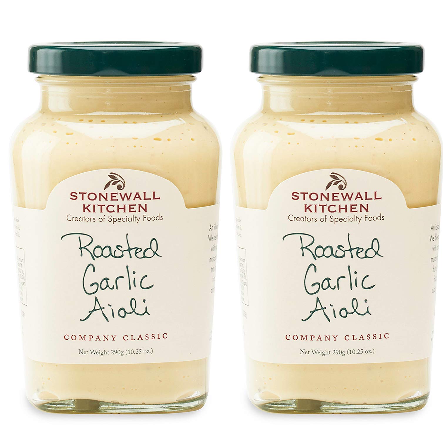 Stonewall Kitchen Roasted Garlic Aioli - 10.25 Oz (2-Pack) | Premium Garlic Mayonnaise Spread for Sandwiches, Burgers & Dipping Sauces | Gourmet Condiment for BBQ, Parties & Everyday Meals