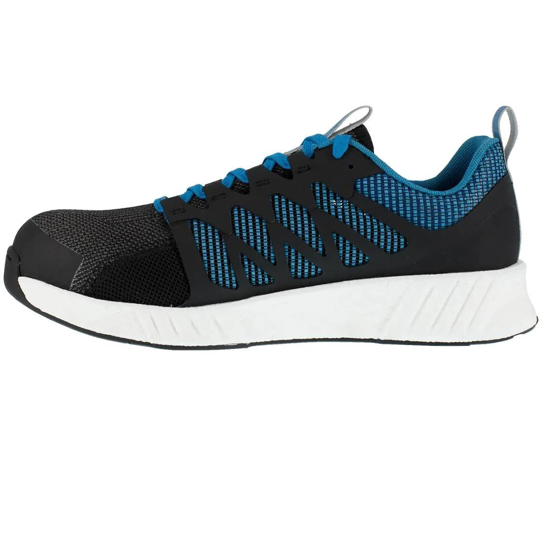 Fusion Flexweave™ Composite Toe Athletic Work Shoes for Men - Lightweight Safety Shoes Black/Blue - Perfect for Construction, Warehouse & Industrial Work