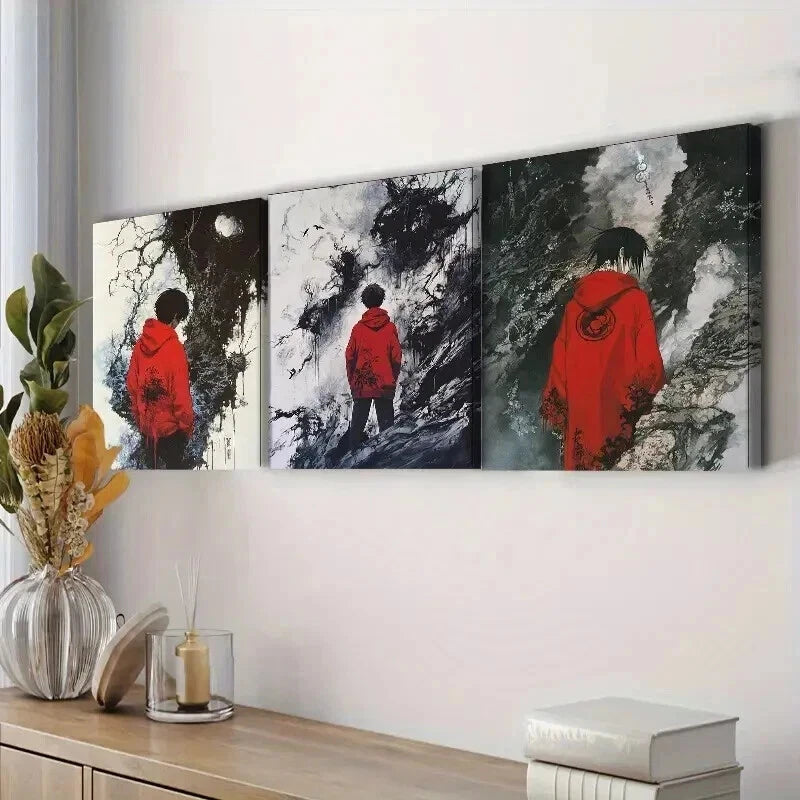 3-Piece Dark Lord of Hell Wall Art Set - Framed Canvas Prints 50x70cm (20x28in) - High Quality Australian Made Gothic Home Decor - Perfect for Living Room, Bedroom, or Office Wall Decoration