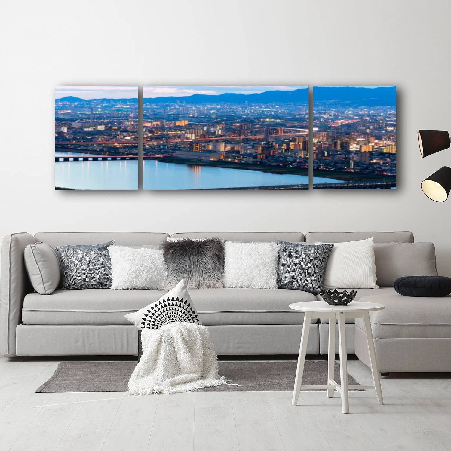 Premium Framed Giclee Canvas Print - Osaka Japan Cityscape Wall Art, Modern Home & Office Decor, Large 63