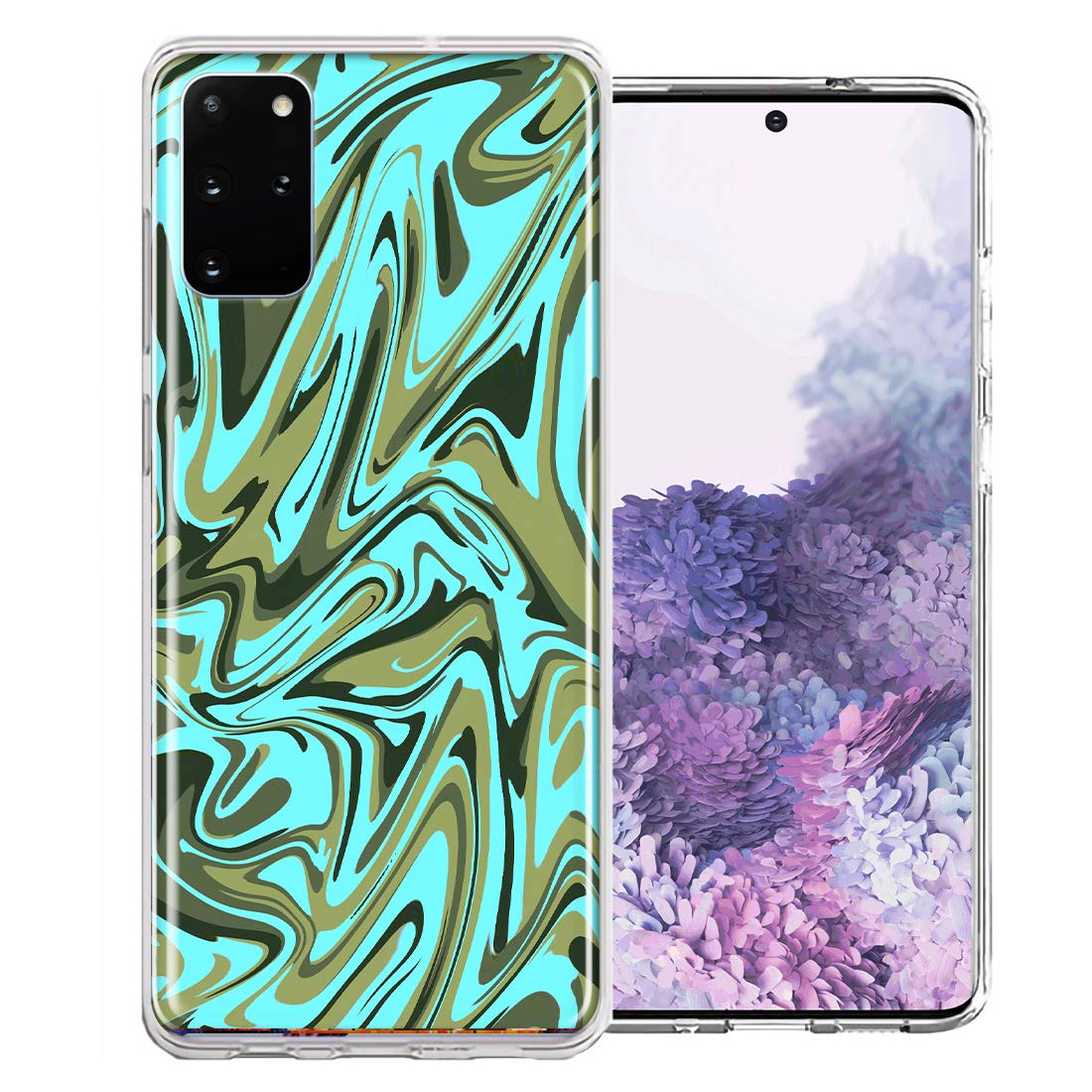 Samsung Galaxy S20 Case - Blue Green Abstract Design Double Layer Protective Phone Cover | Shockproof & Scratch Resistant for Daily Use, Travel & Outdoor Activities