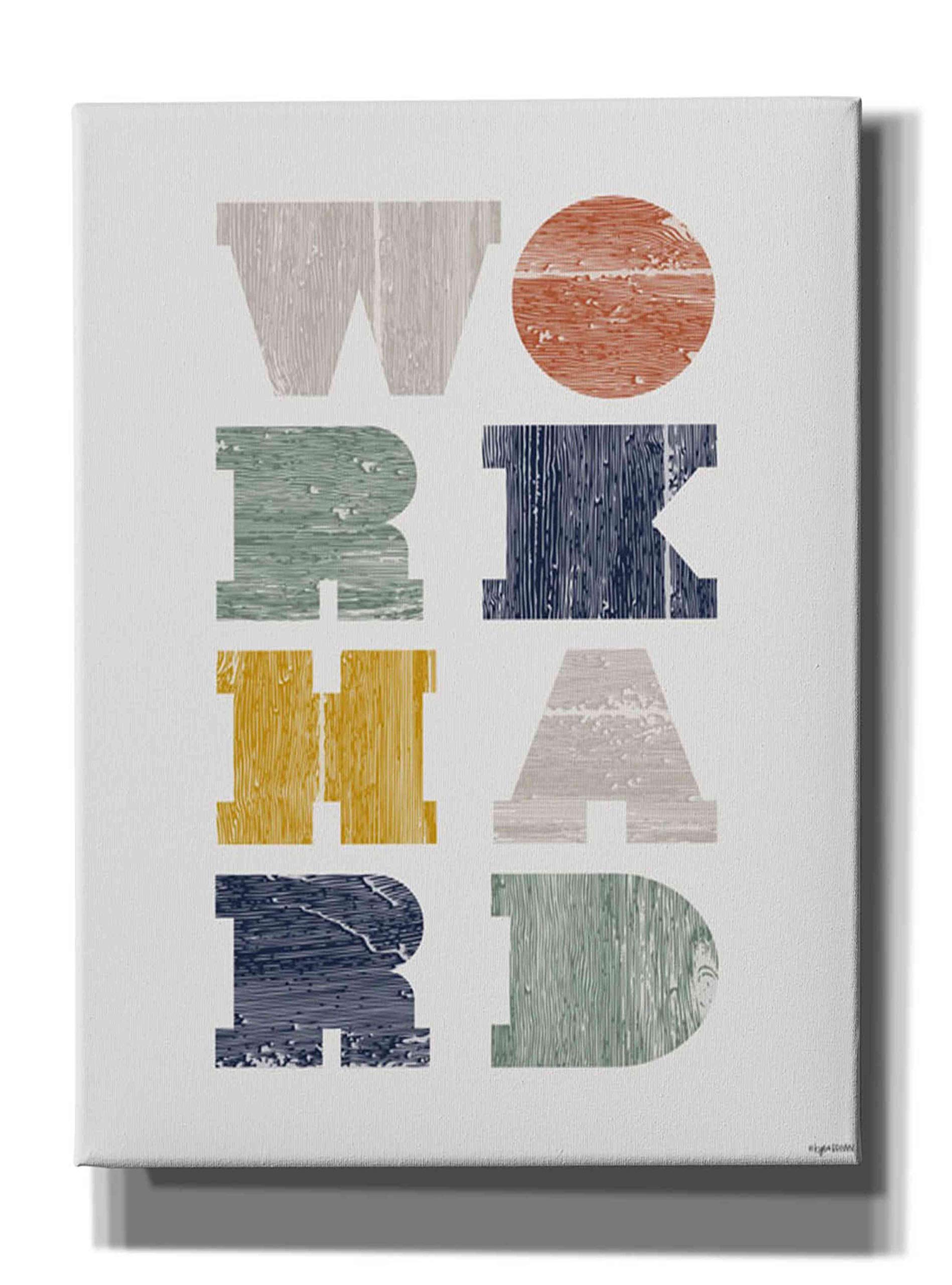 Epic Graffiti 'Work Hard' by Kyra Brown - Large 40x54 Inch Canvas Wall Art for Home & Office Decor - Modern Urban Street Art Painting for Living Room, Bedroom or Workspace