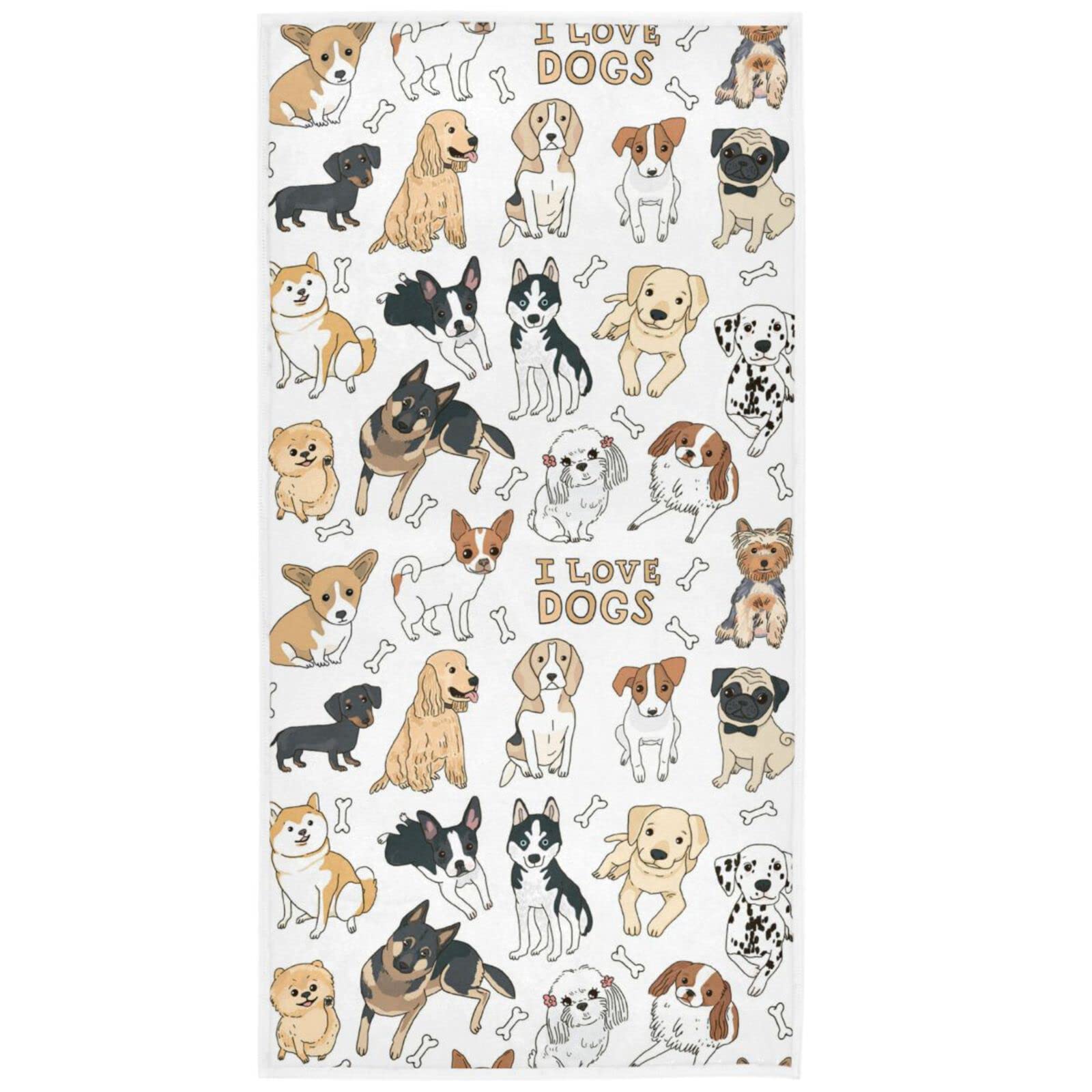 **Pfrewn Cartoon Dogs and Bone Hand Towels - Soft, Absorbent 16x30 Inch Bath & Kitchen Towels for Bathroom, Guest, and Dish Drying - Perfect for Home Decor and Gifts**    *(Use in bathrooms, kitchens, or as decorative accents for a playful, pet-friendly home!)*