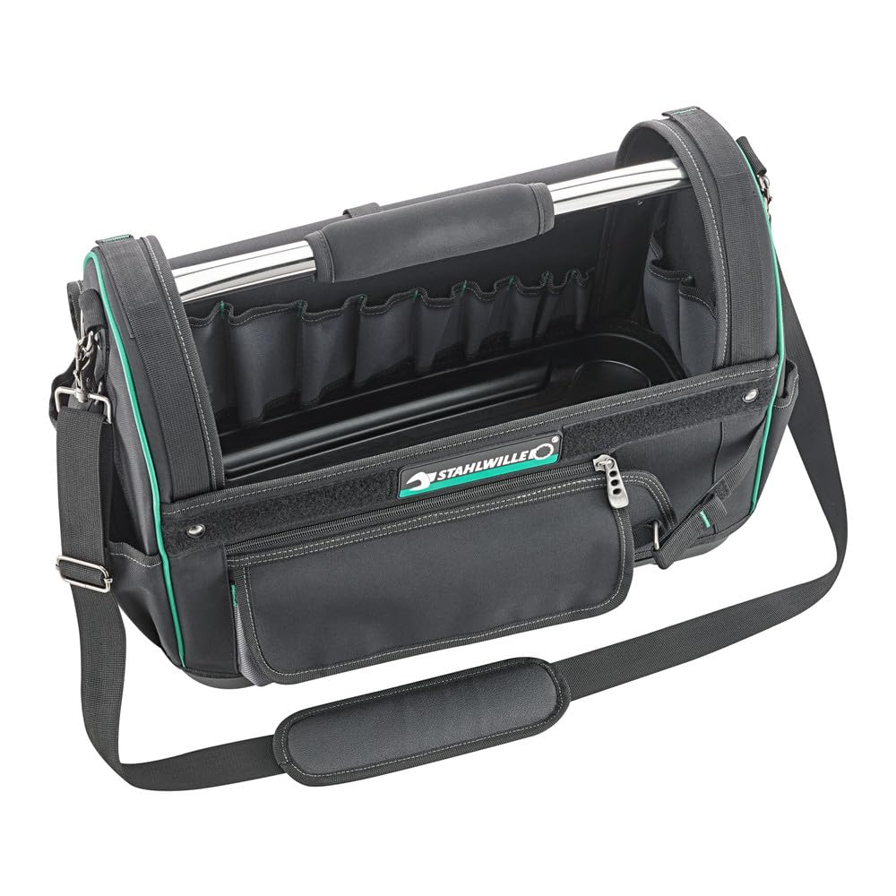 Stahlwille 81620004 Heavy Duty Waterproof Tool Bag with 23 Compartments & 5 Exterior Pockets - 340mm Height x 500mm Width x 220mm Depth - 2.3kg Durable German-Made Organizer for Electricians, Mechanics & Construction Workers