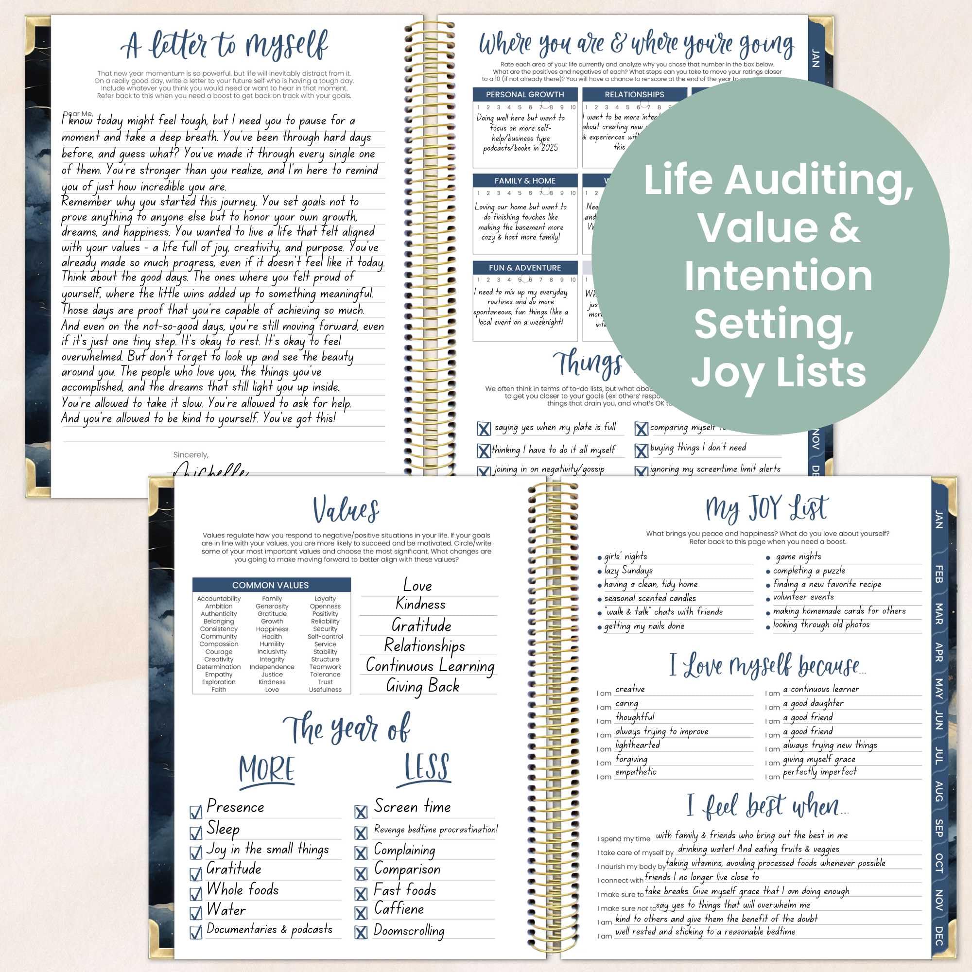 Bloom 2025 Hard Cover Planner - Goal Setting & Vision Journal with Monthly/Weekly Layout - 7.5