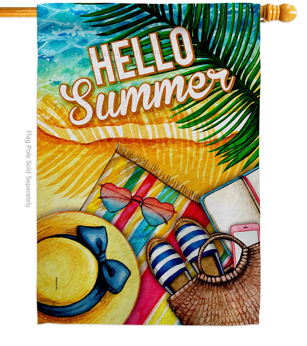 Beach House Flag - Coastal Tropical Decor for Yard & Outdoor Summer