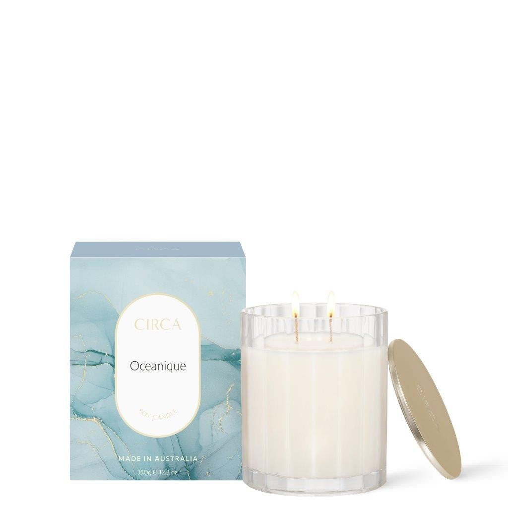 Circa Scented Soy Candle 350g - Ocean Breeze Fragrance, Natural Soy Wax, Long-Lasting Aromatherapy Candle for Home, Office, Spa & Relaxation