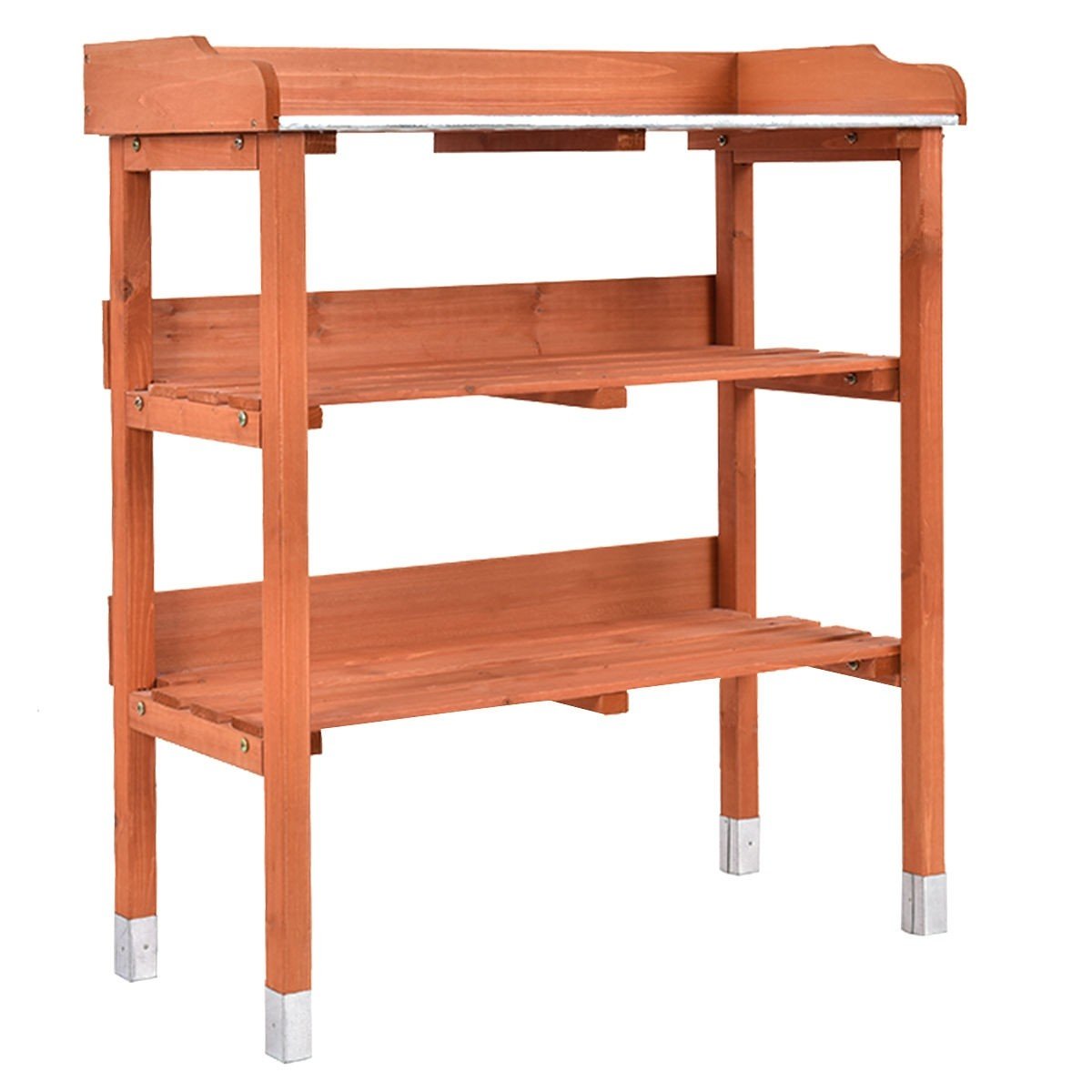 Sturdy Solid Wood Outdoor Garden Potting Bench with Shelves - Heavy Duty Planting Workstation for Gardening, Potting, and Organizing Tools - Perfect for Backyard, Greenhouse, and DIY Projects (Series 3)