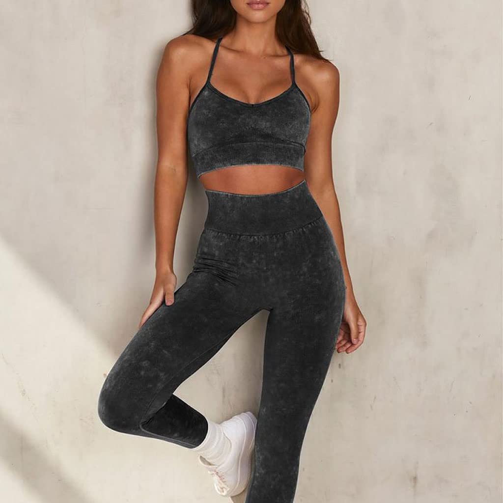 CCBUY Seamless Yoga Set – High Waist Workout Leggings & Crop Top for Women | Gym Fitness Sportswear | Breathable & Stretchy for Yoga, Pilates, Running & Home Workouts (Color: A, Size: Medium)