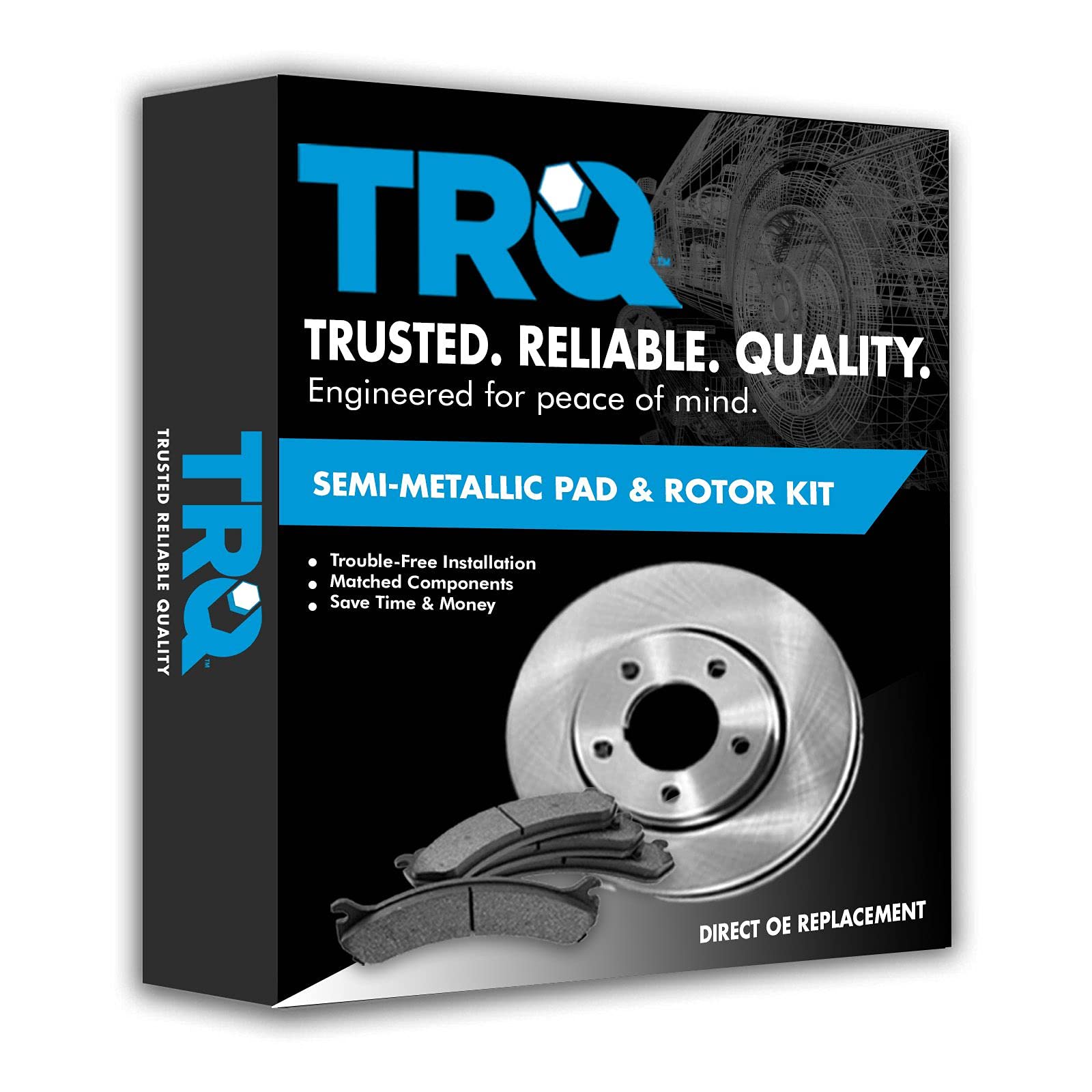 TRQ Premium Rear Brake Pad & Rotor Kit - Semi-Metallic Brake Pads & Rotors - Compatible with 1989-1995 BMW 525i, 1993 525iT, 1994-1995 530i, 1989-1993 535i - Perfect for Smooth Braking & Enhanced Safety on Highways & City Driving