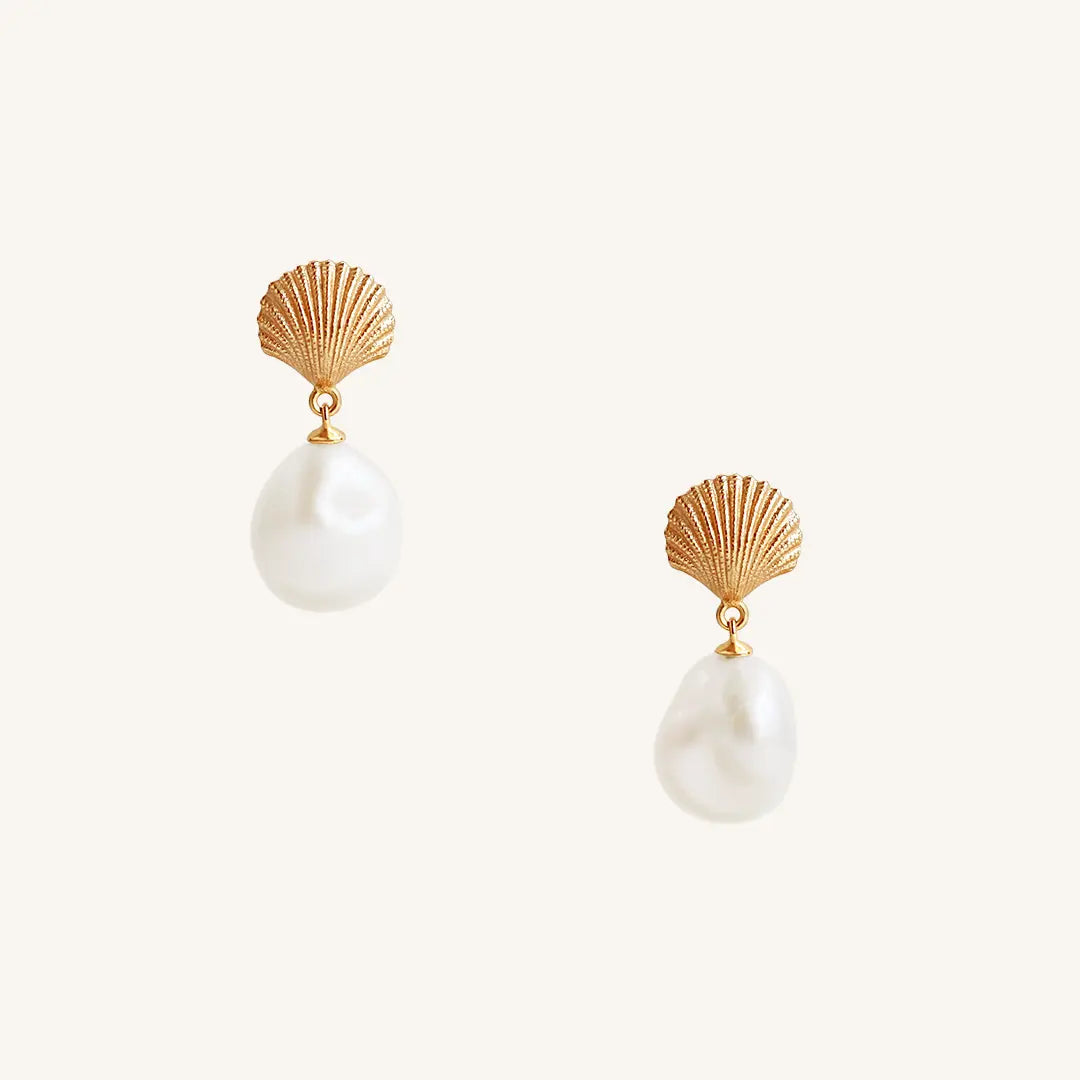 Voyage Shell Pearl Earrings for Women - Elegant Mother of Pearl Dangle Earrings - Perfect for Weddings, Parties & Special Occasions