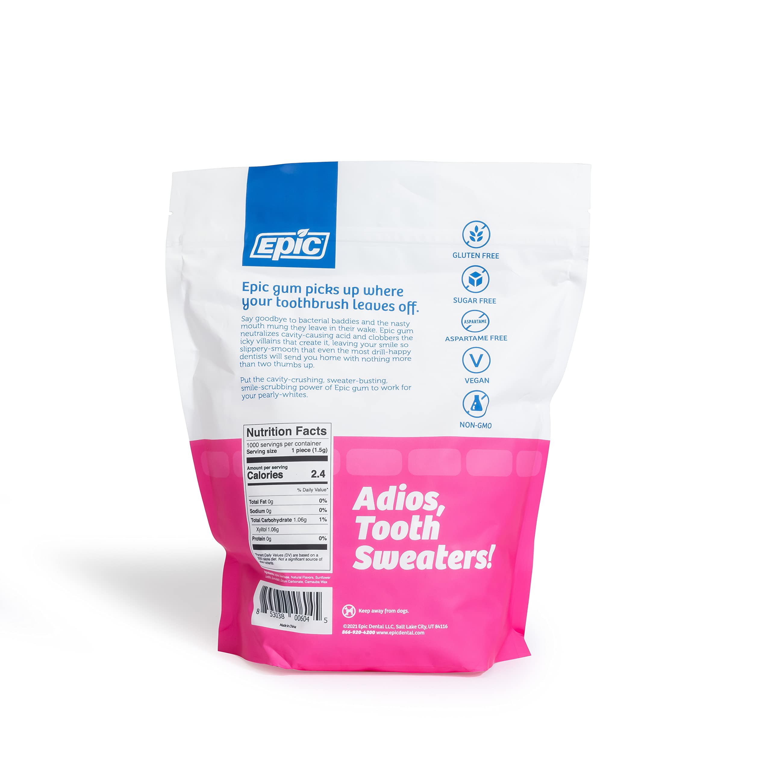 Sugar-Free Xylitol Chewing Gum - Aspartame Free, 1000 Pieces Bubblegum Flavored - Perfect for Freshening Breath, Oral Care & On-the-Go Freshness