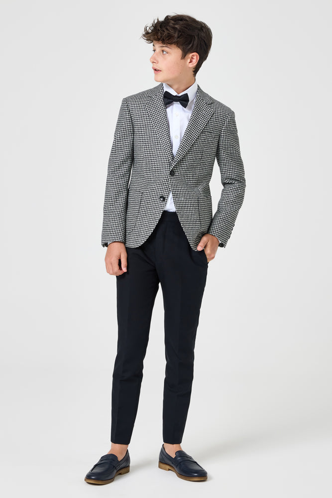 Hendrix Blazer - Black & White Houndstooth Wool Jacket for Men | Classic Office & Formal Wear | Perfect for Business Meetings, Weddings & Special Events