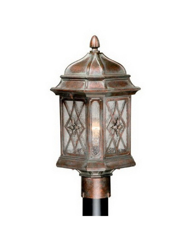 Vaxcel OPU090 RZ Royal Bronze Outdoor Post Lantern - Weatherproof Exterior Light Fixture for Porch, Garden, Pathway & Entryway Lighting